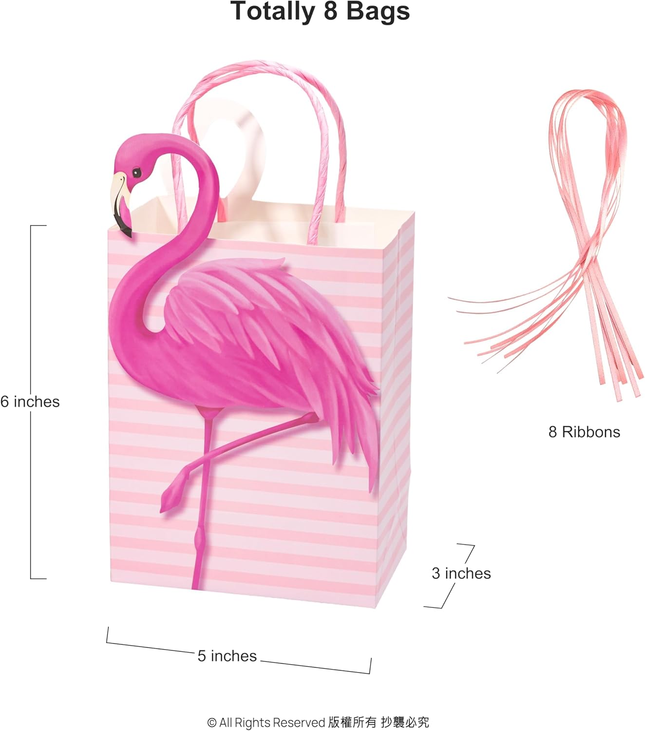 Cheerland Flamingo Gift Bag Pack of 8