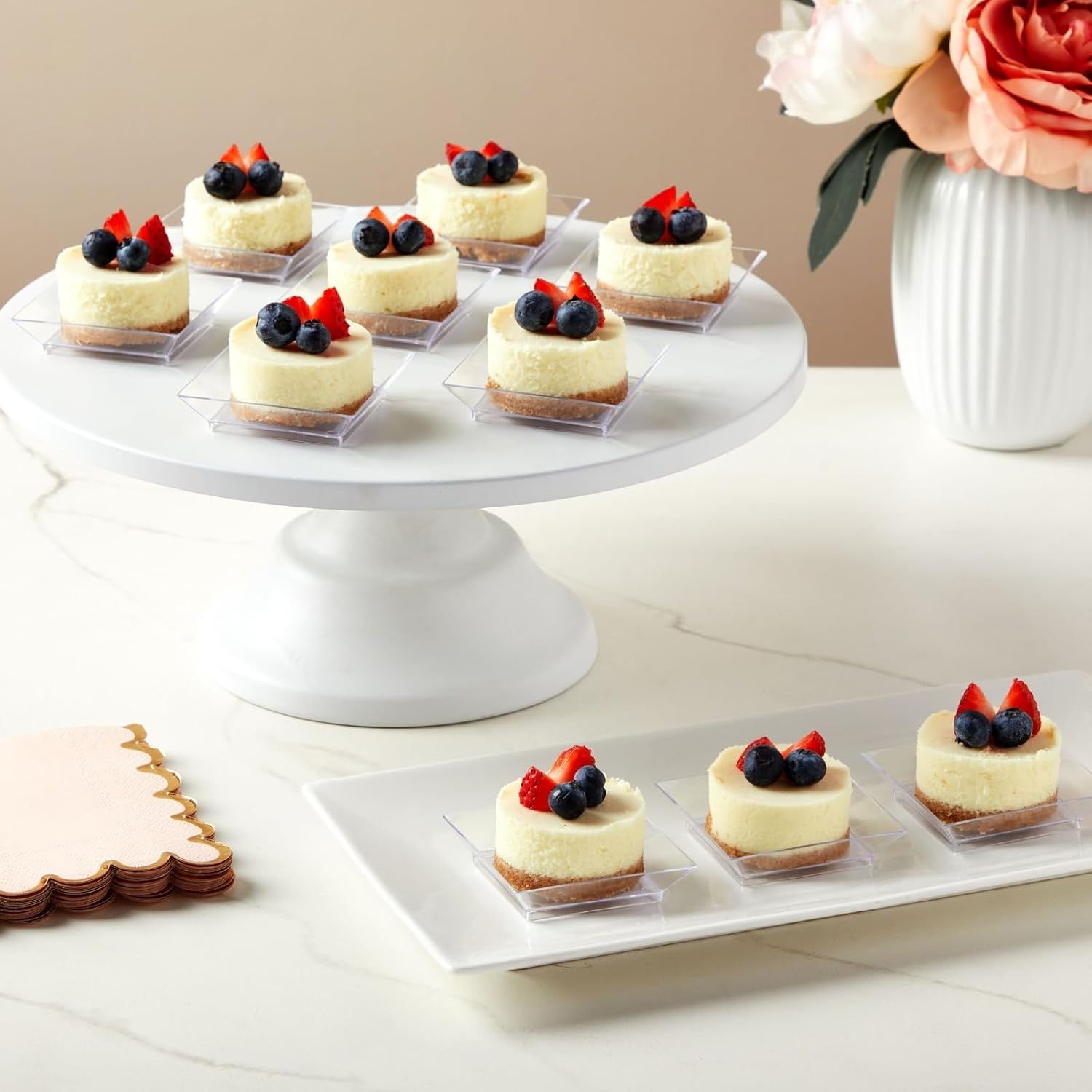 Juvale 72-Piece Mini Appetizer Set - Clear Plastic Plates and Tear Drop Spoons