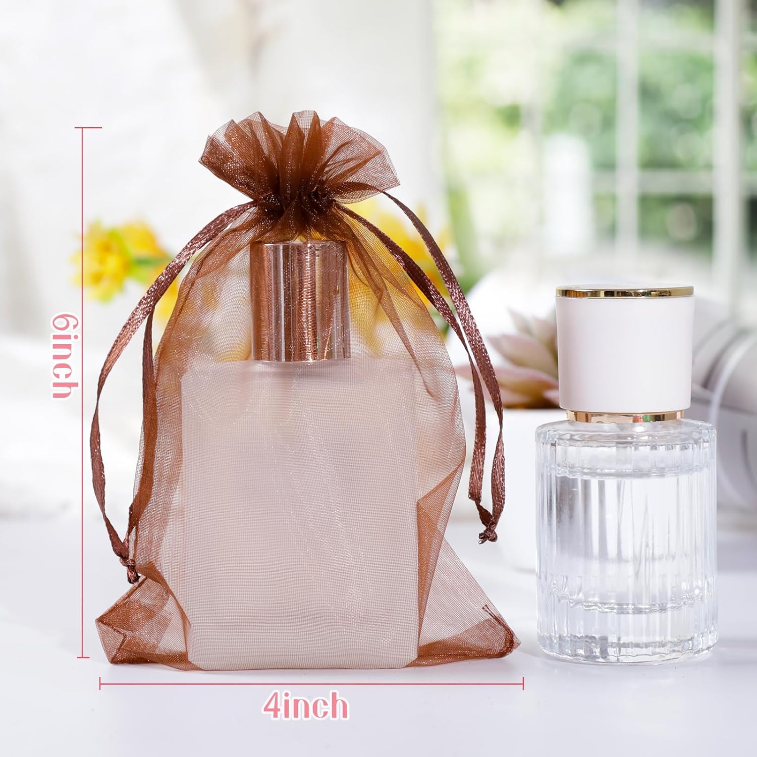 Hopttreely 100PCS Sheer Organza Drawstring Bags