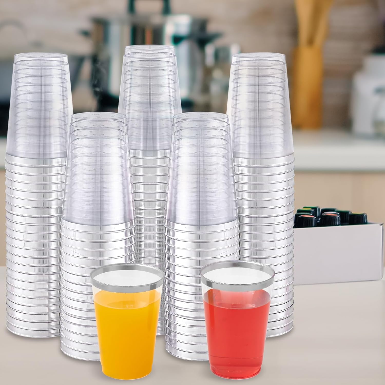 JOLLY CHEF 100 Pack Silver Rimmed Disposable Cups