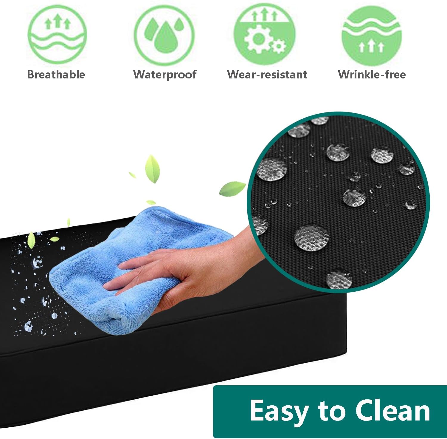 Oslimea 4 Pack Outdoor Cushion Covers Black