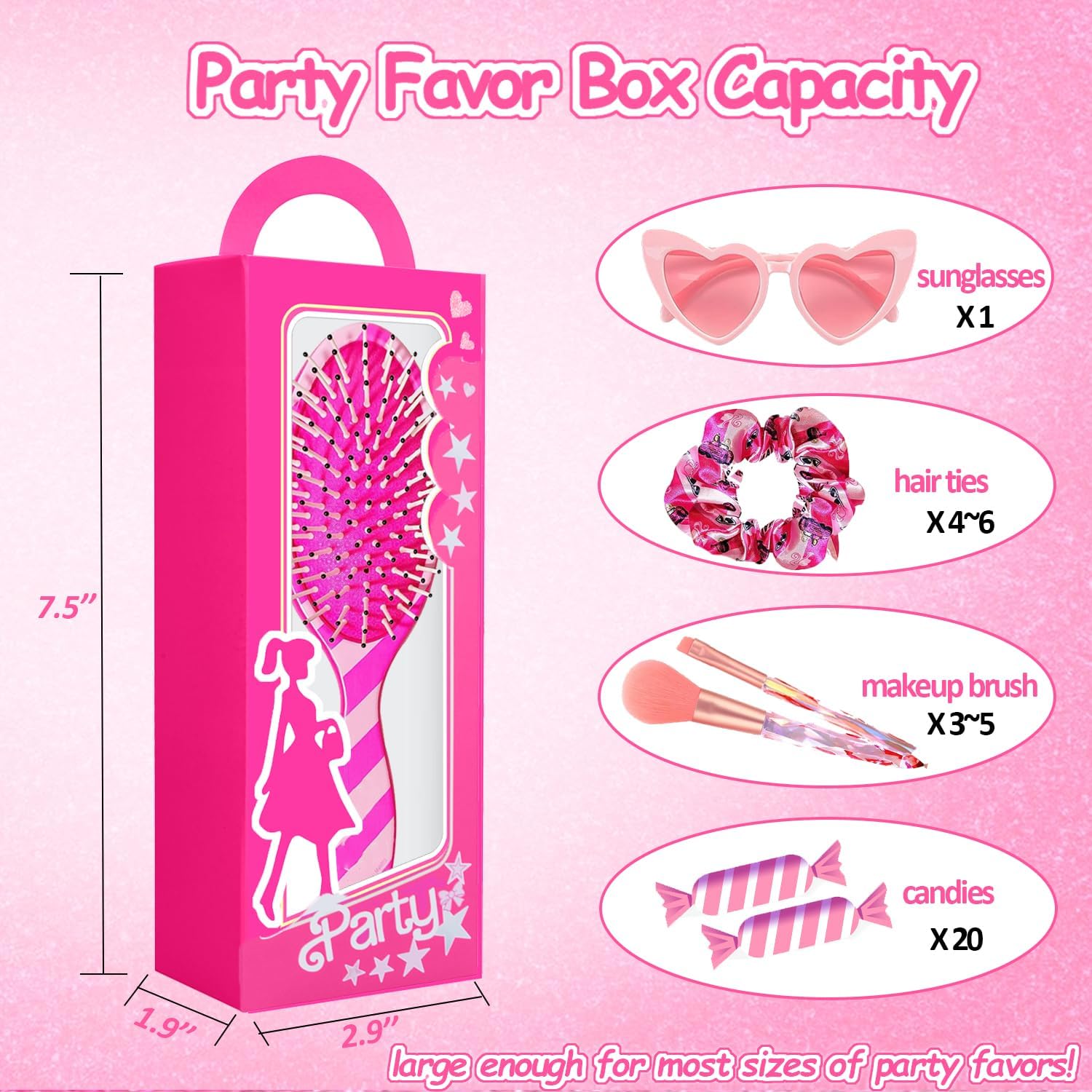 Xiamoor 12 Pack Hot Pink Girl Party Favor Boxes