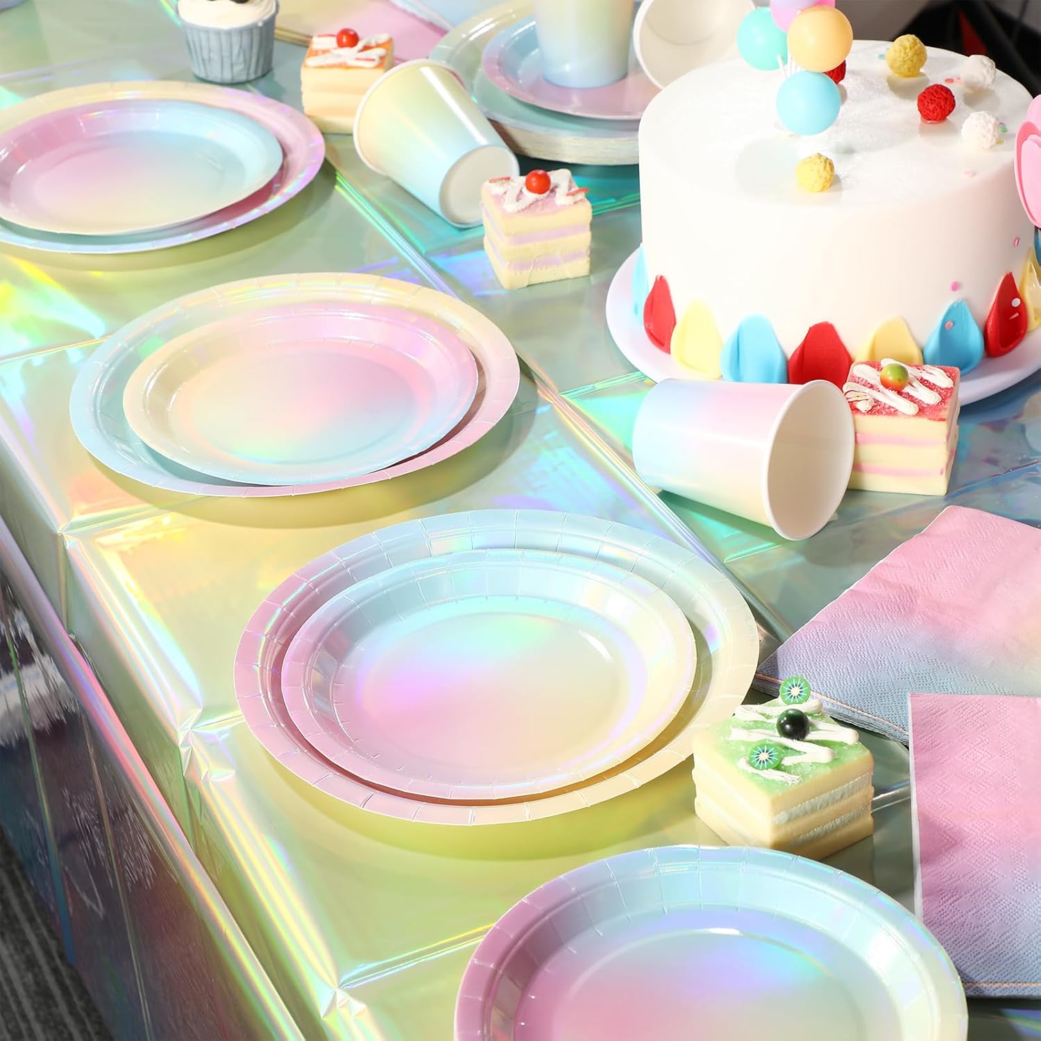 Iridescent Rainbow Party Decorations for 25 Guests