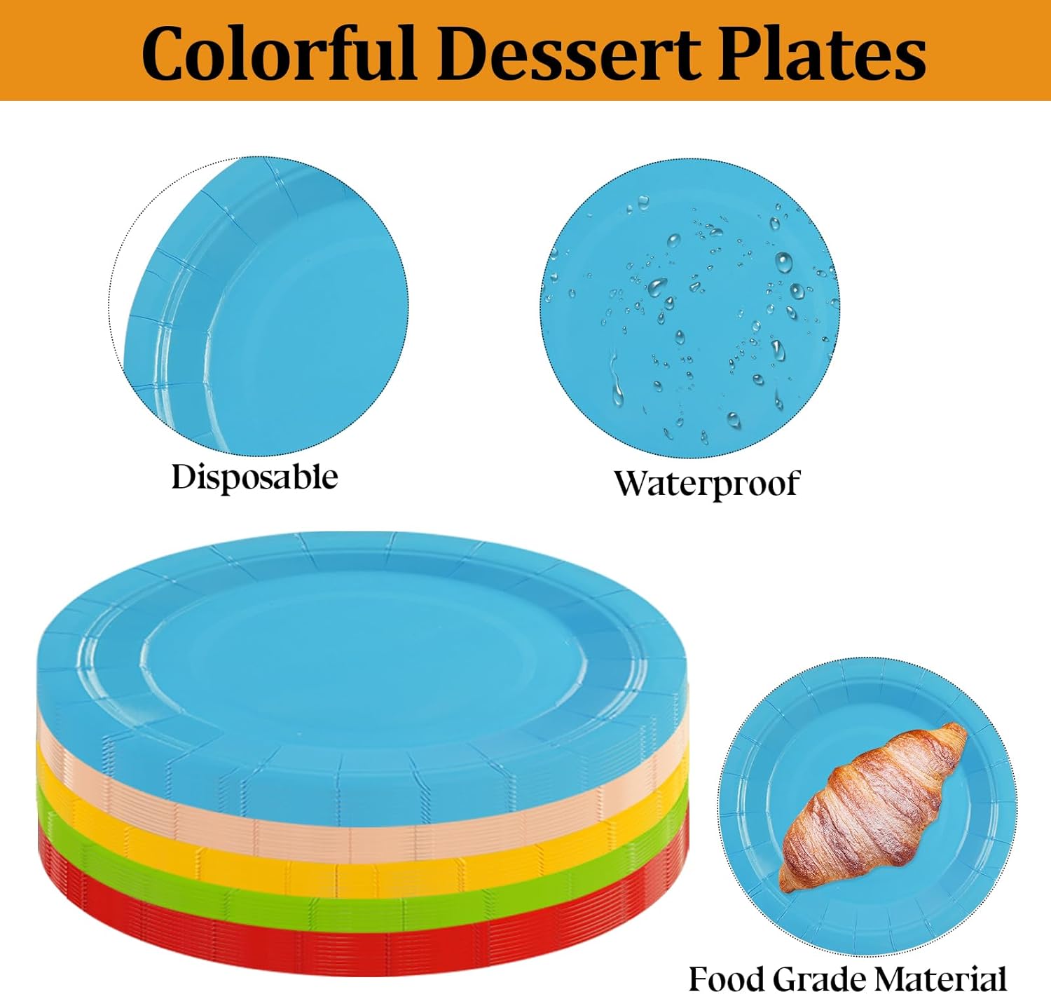 50PCS Rainbow Paper Plates for Parties