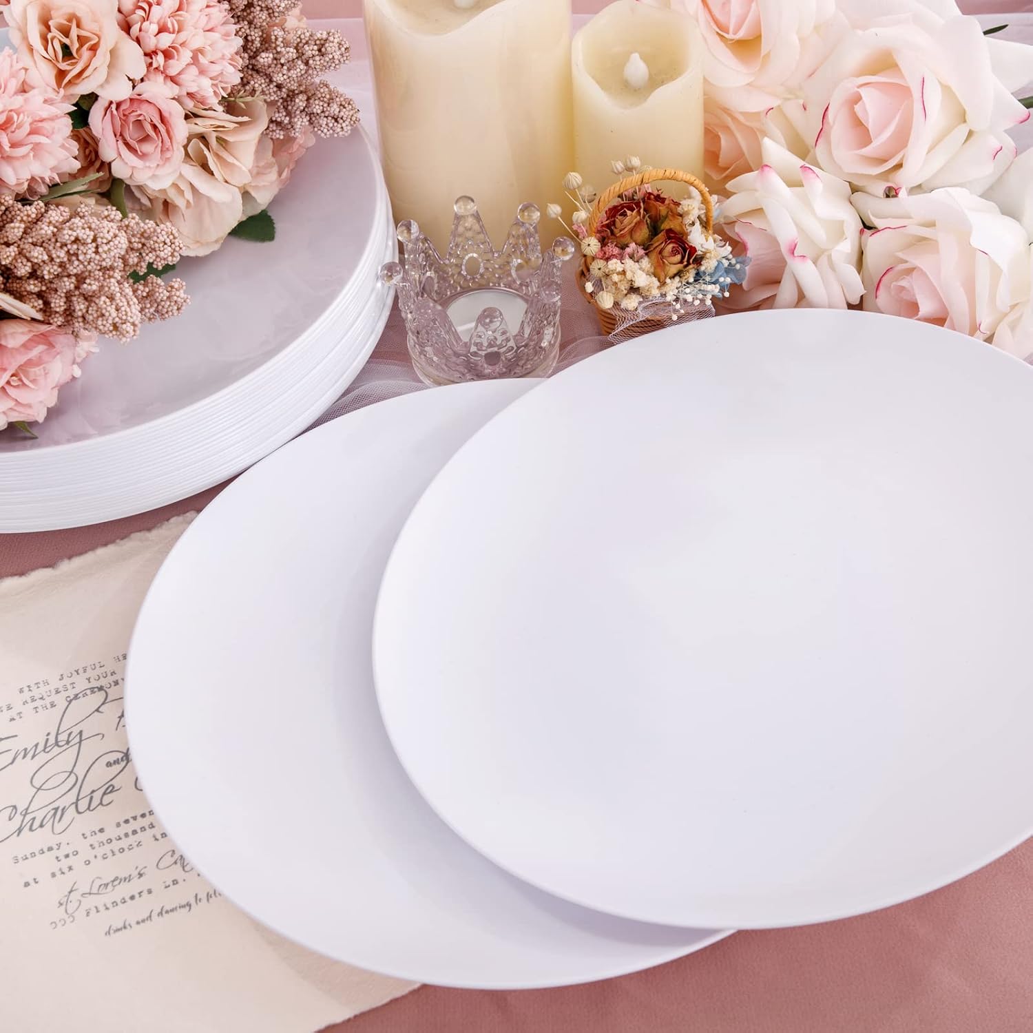 Hioasis 100pcs White Plastic Plates 1025 Inch