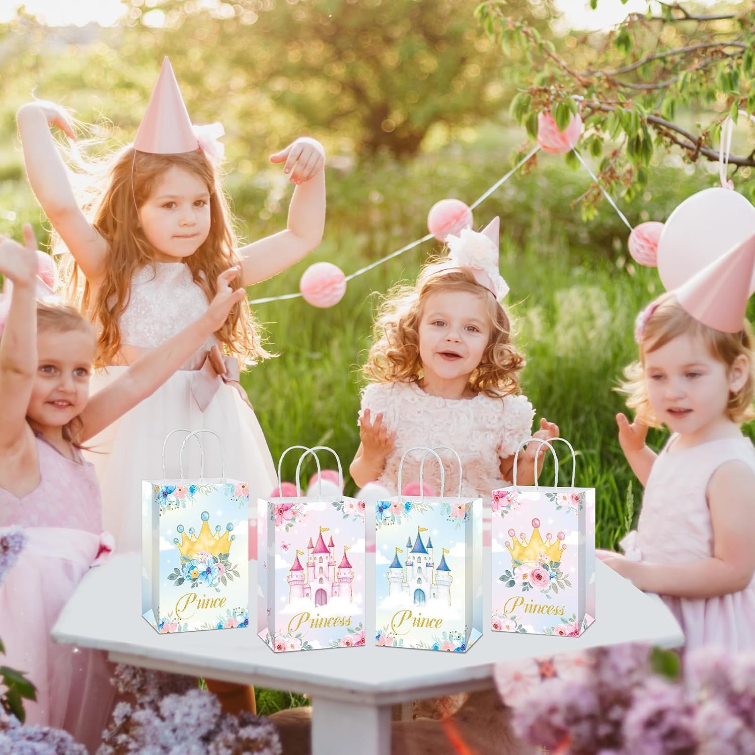 16Pcs Princess Prince Party Bags with Handles