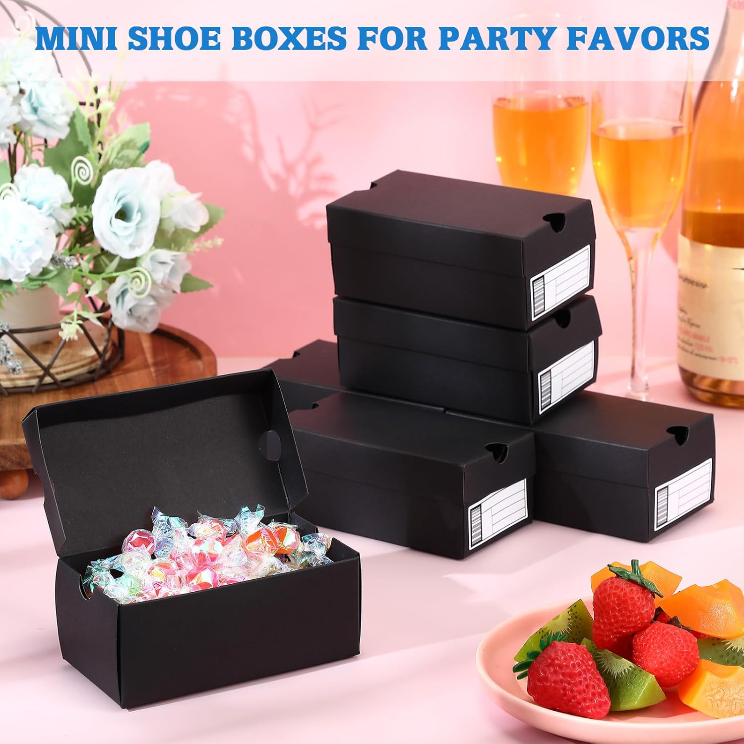 20 Pack Mini Shoe Gift Boxes for Party Favors Black