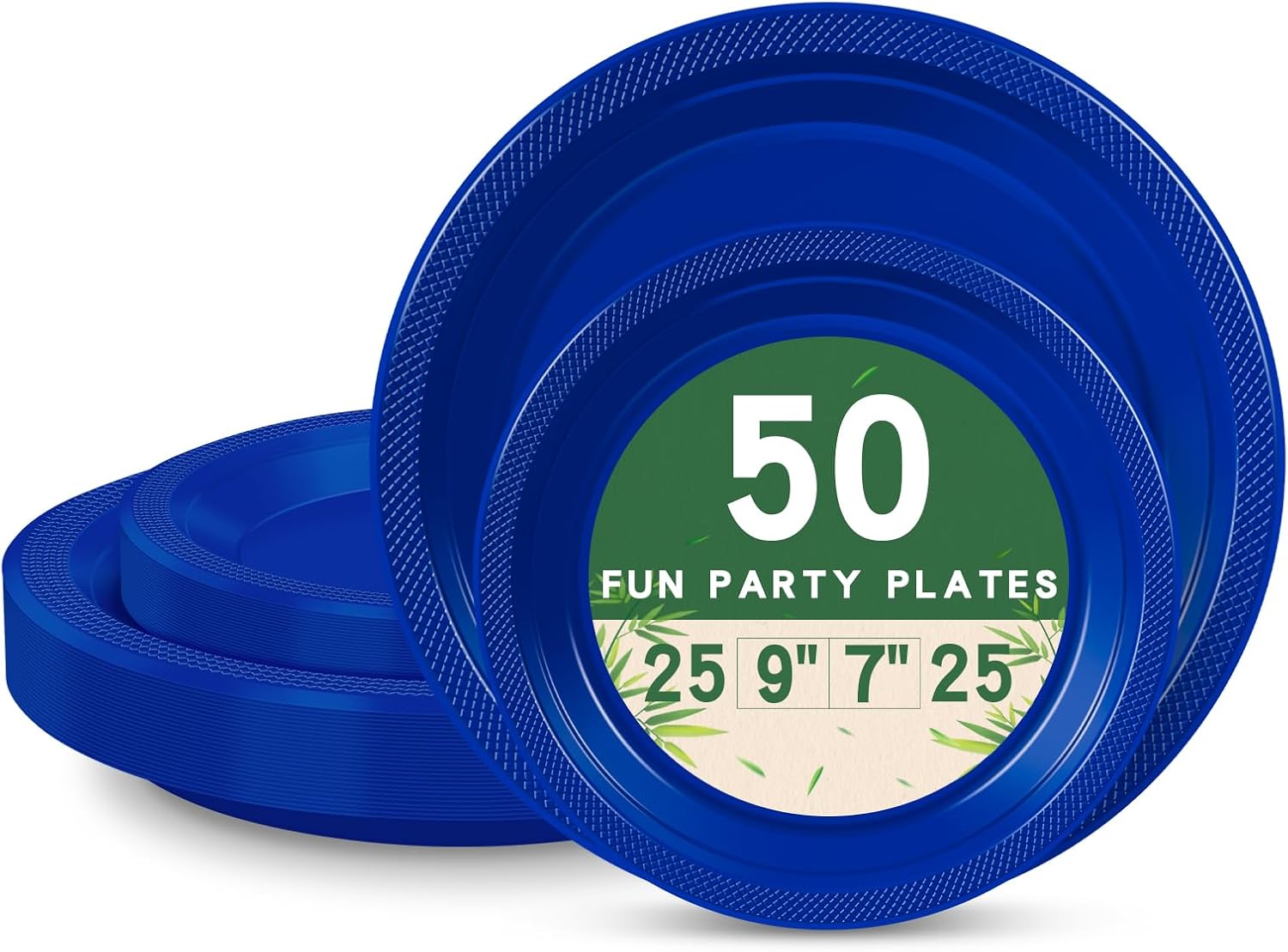 50 Royal Blue Plastic Plates for Party Supplies