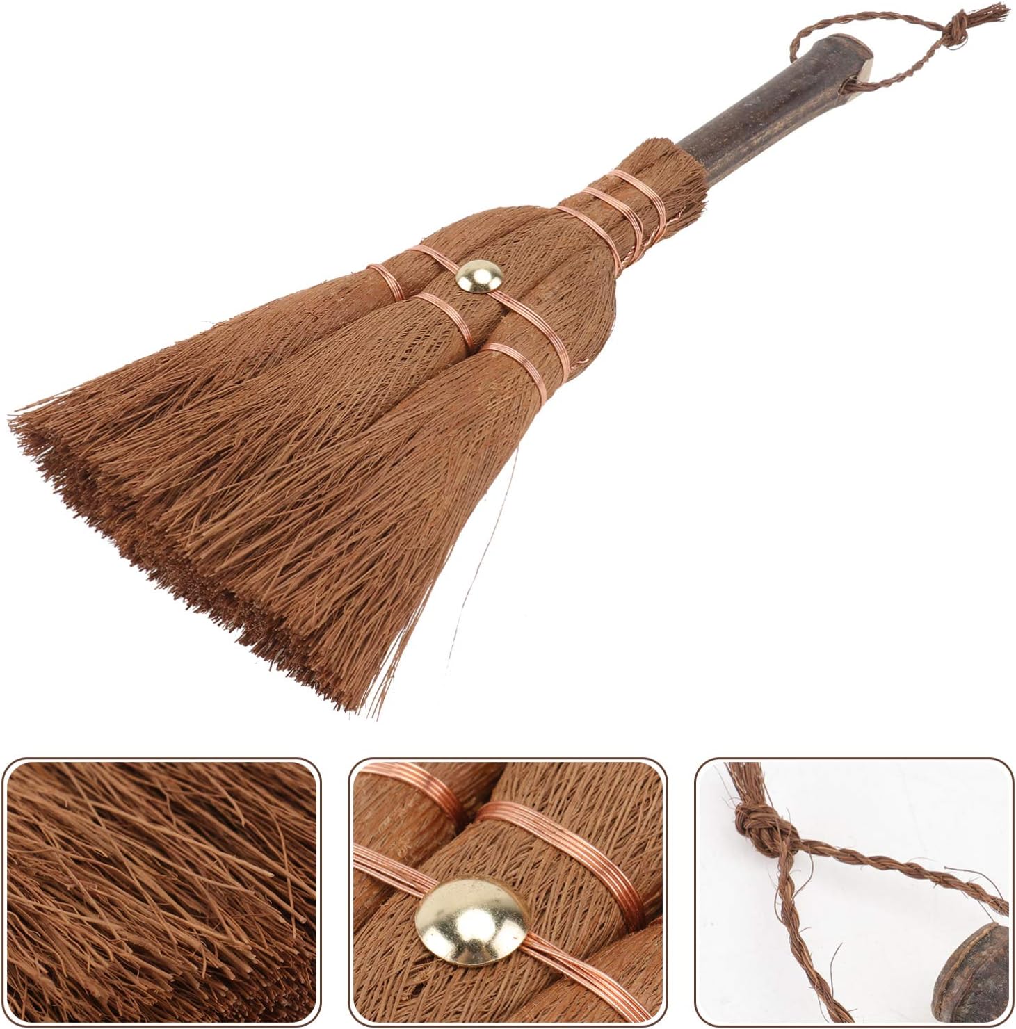 Yardwe Mini Palm Broom for Dining Tables and Countertops Brown 2 Pack