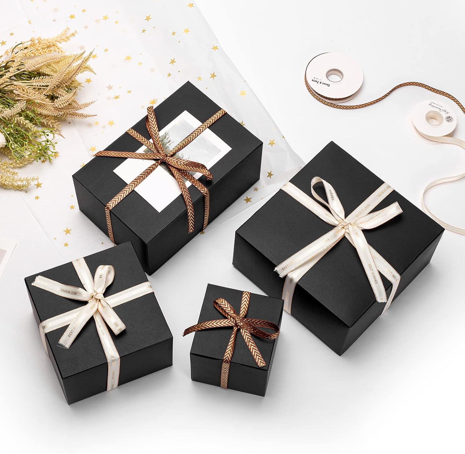 Mcfleet Black Gift Boxes with Lids 10 Pack