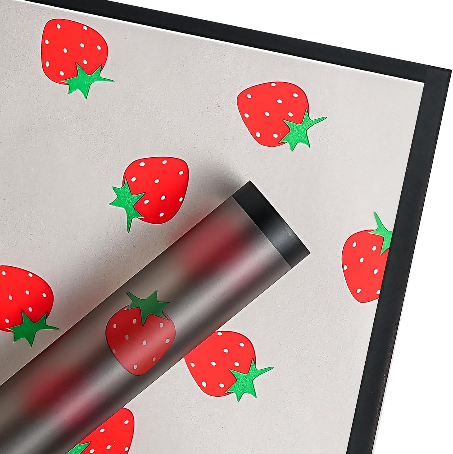 WRAPAHOLIC 20 Sheets Black Strawberry Wrap Paper