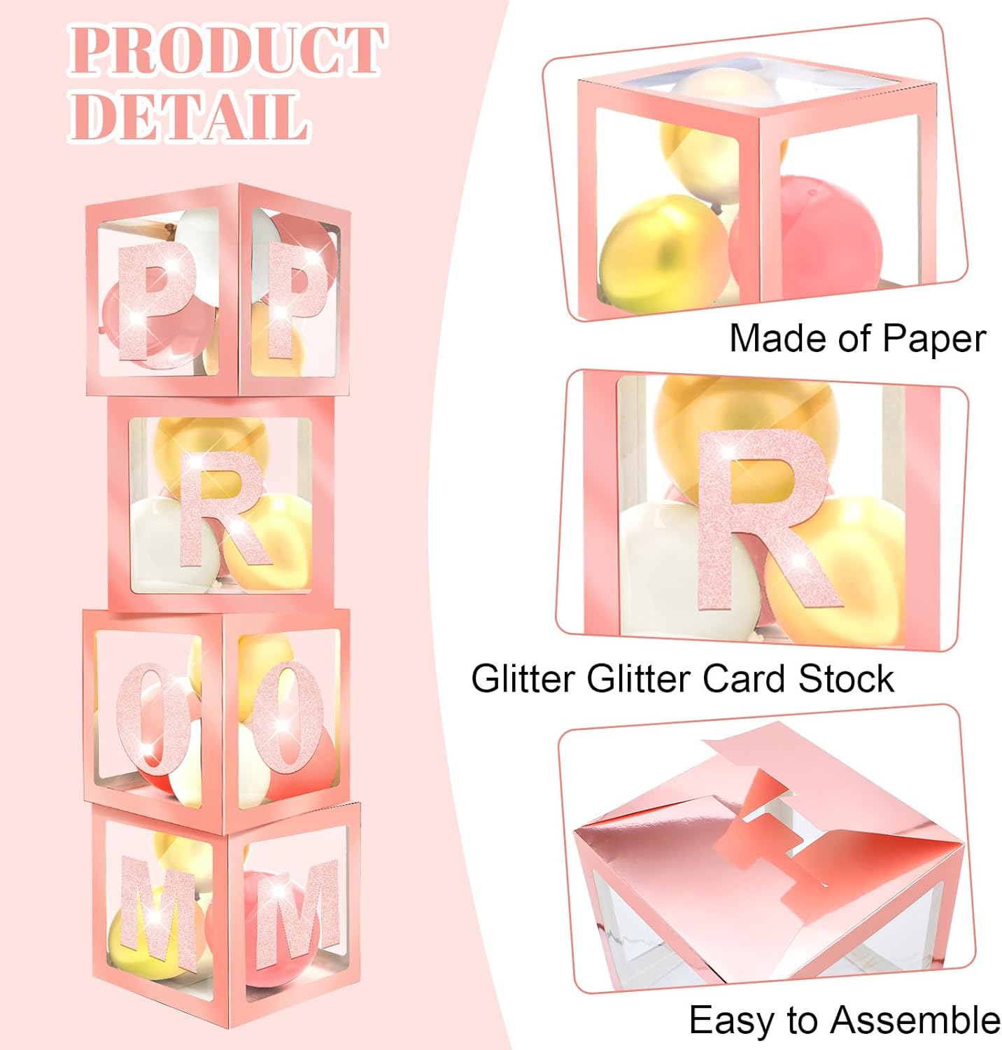 Sinmoe 8 Pcs Prom Column Balloon Box Set