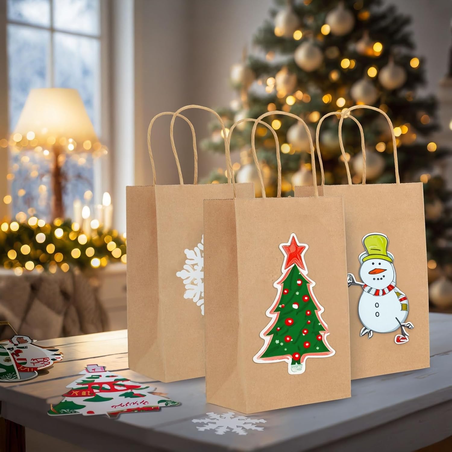 Juvale Brown Gift Bags with Handles - 12 Pack