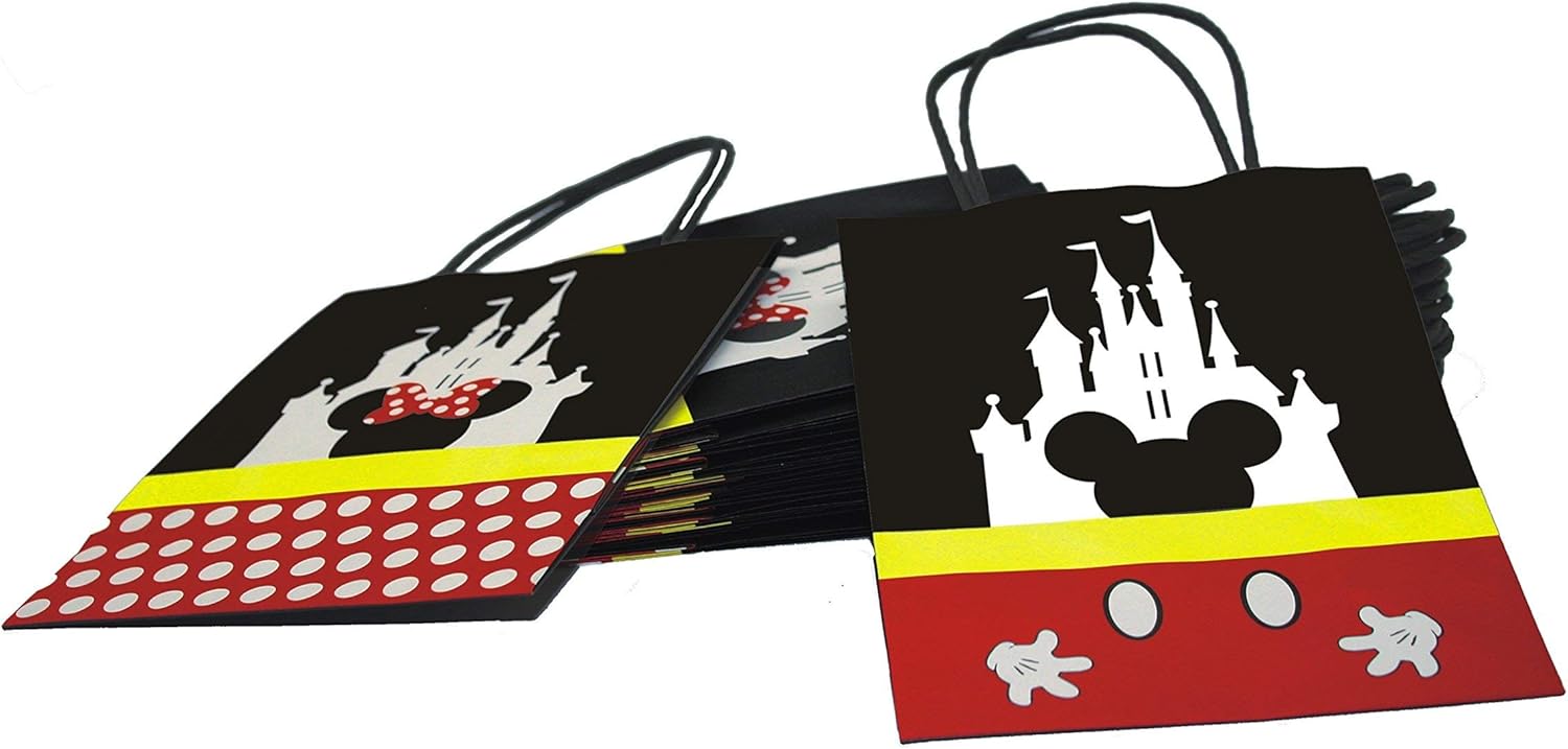 MOAXMOA Mickey Mouse Theme Treat Bags with Handles - 12PCS