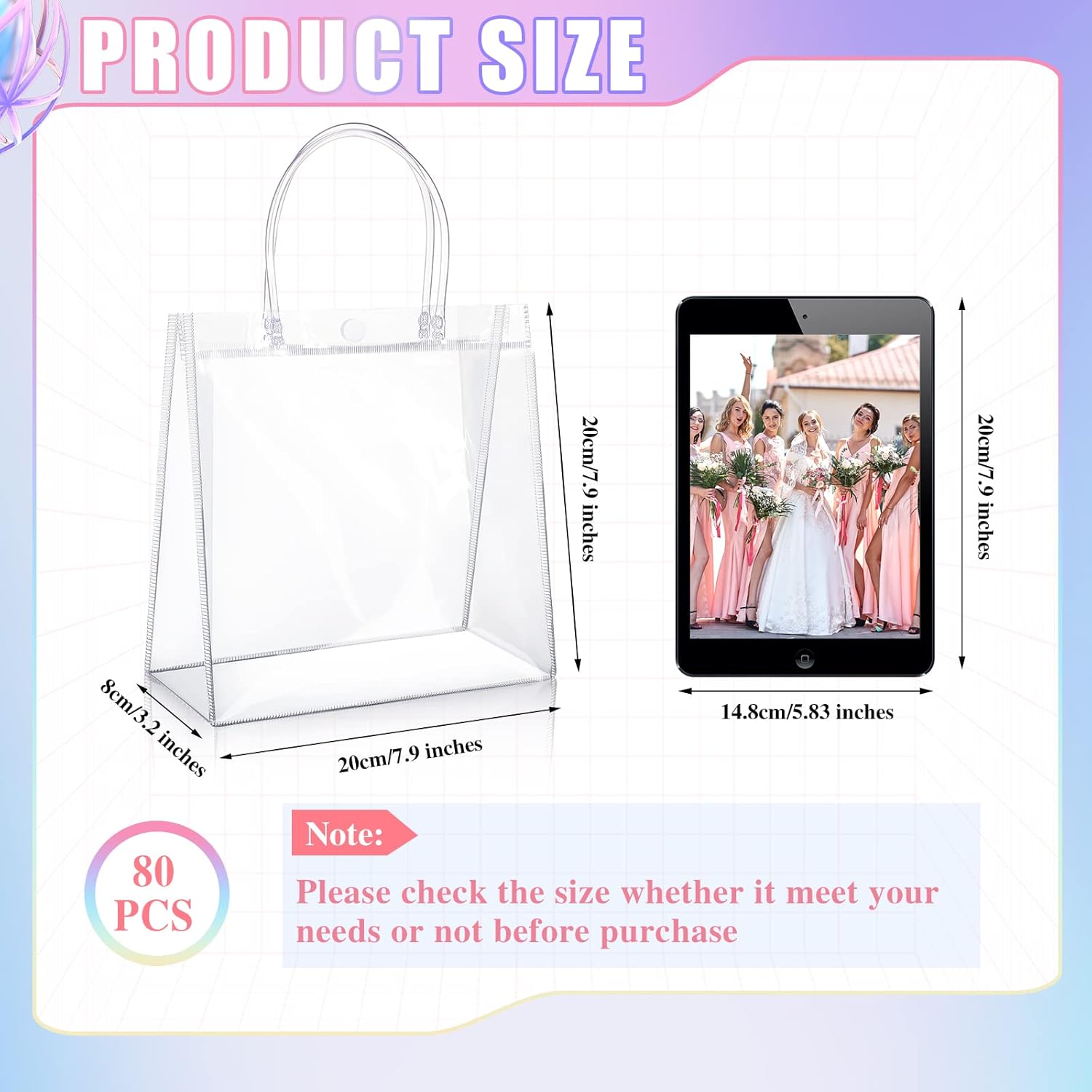 Saintrygo 80 Pcs Clear Plastic Gift Bags with Handles