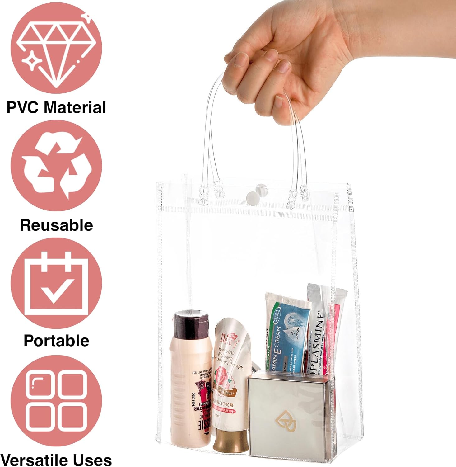 Youeon 40 Pcs Clear PVC Gift Bags with Handles