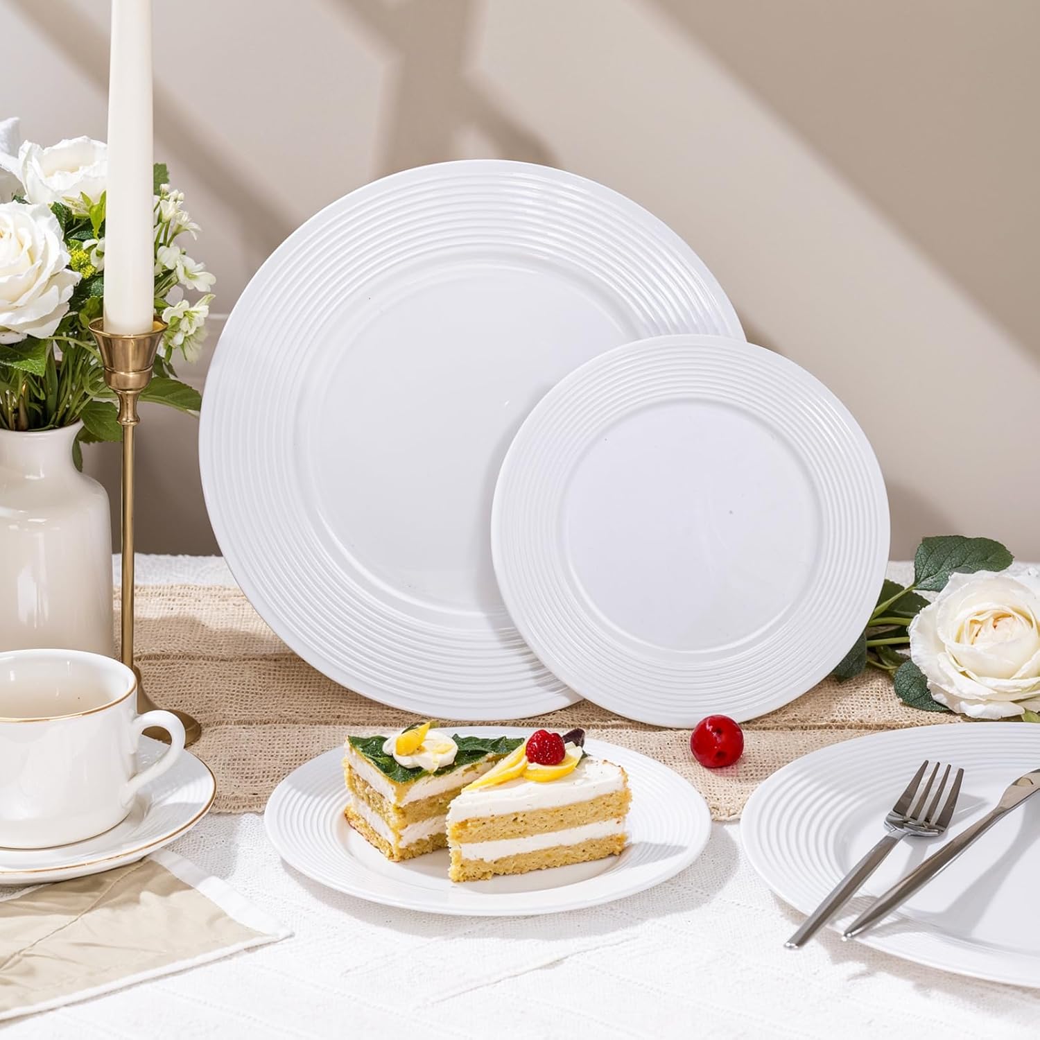 FLOWERCAT 100PCS White Plastic Plates for Parties