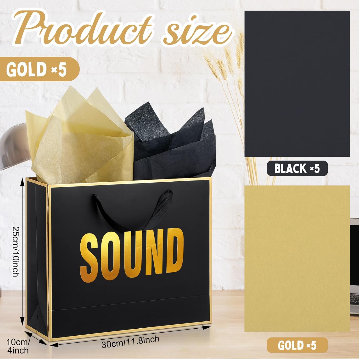 Kolldenn 5 Senses Gift Bags with Handles and Tissue Paper
