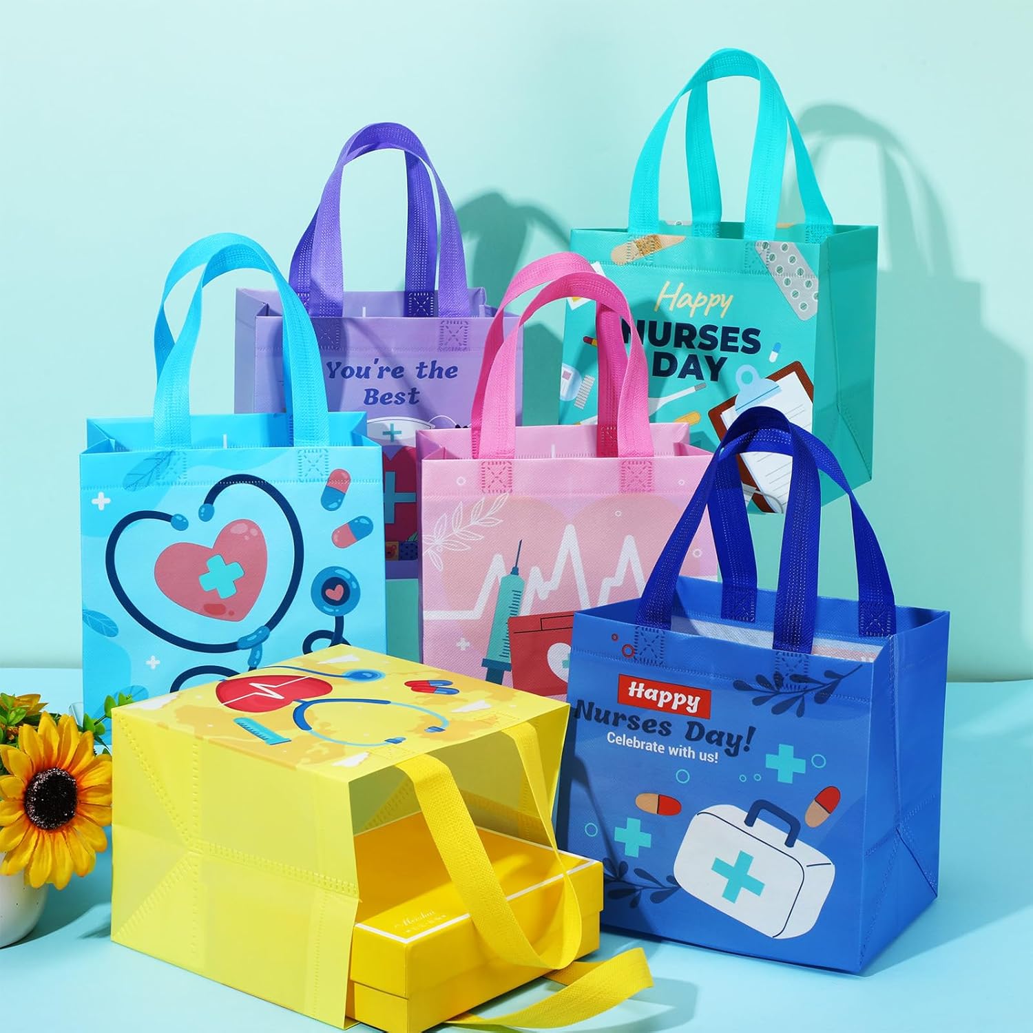 Kigeli 60 Pcs Nurse Appreciation Gift Bags with Handles