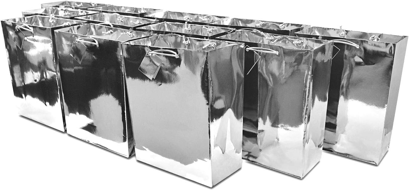 OccasionALL Small Gift Bags with Metallic Handles 12 Pack
