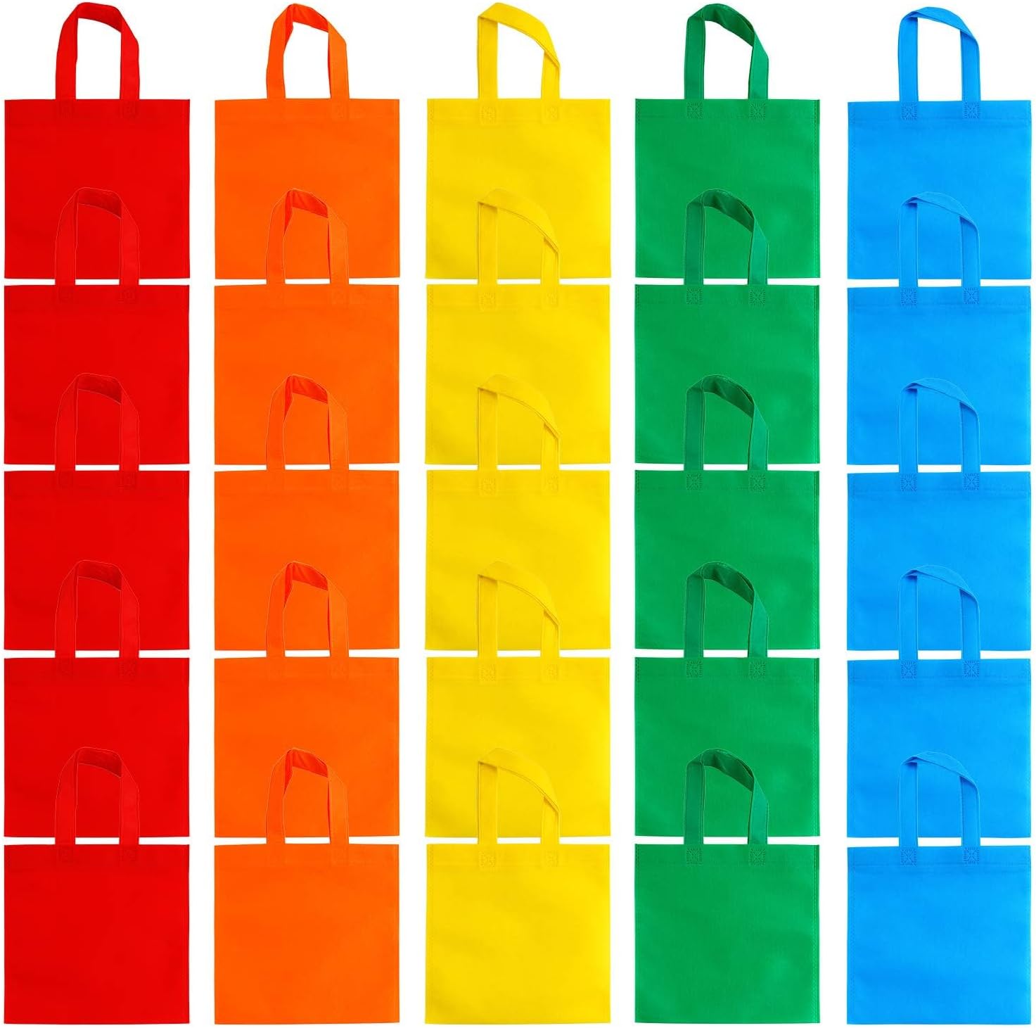 Aneco 25 Pack Reusable Gift Bags Rainbow Tote with Handles