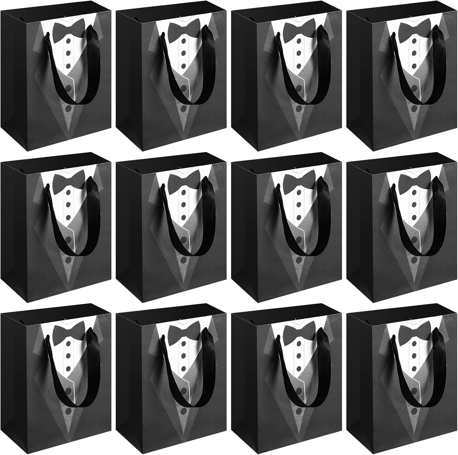 Sinmoe 24 Pack 7 Inch Gift Bags Wedding Favor Tuxedo Treat Wraps