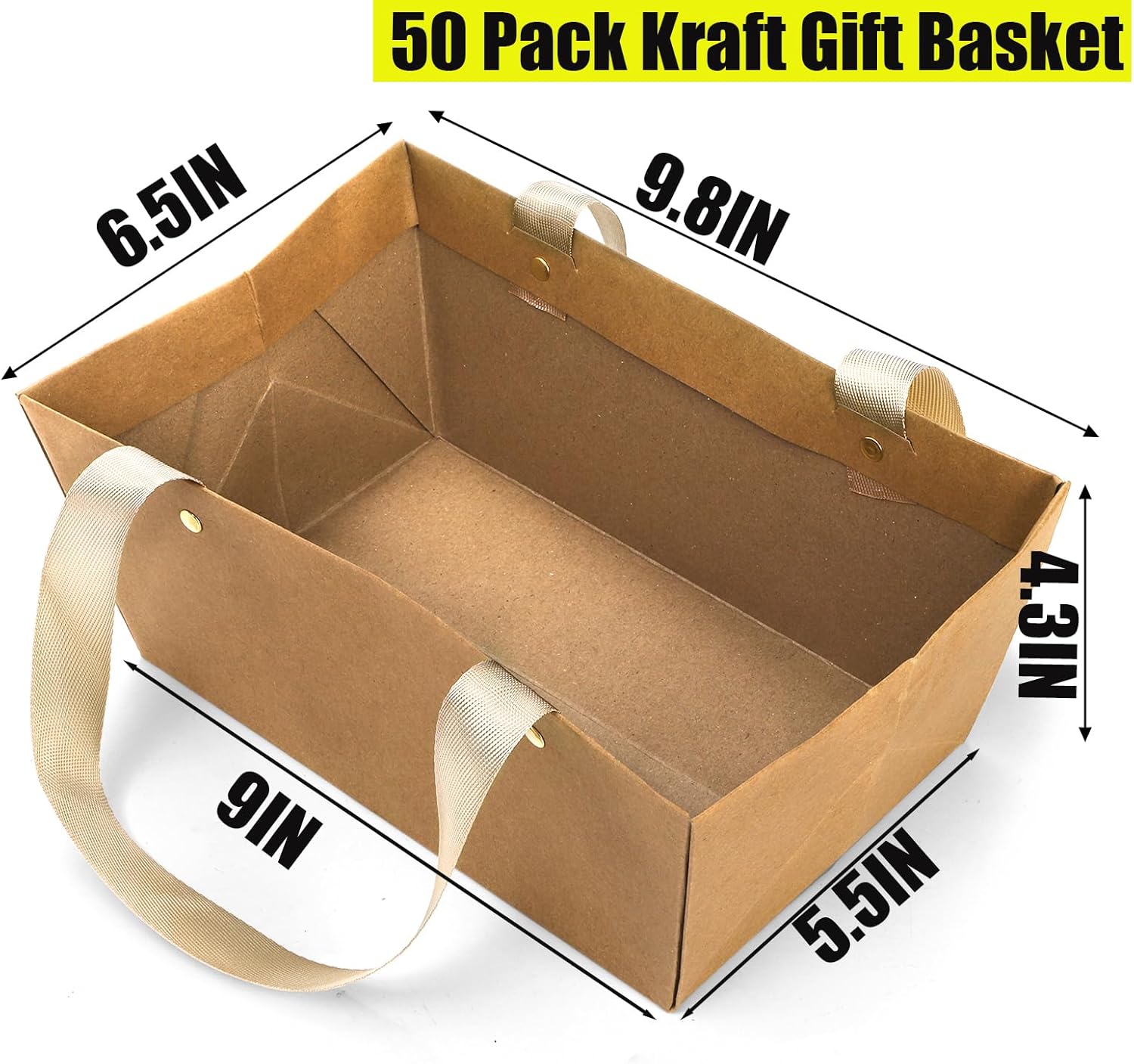 Cedilis 50 Pack Kraft Gift Baskets with Handles