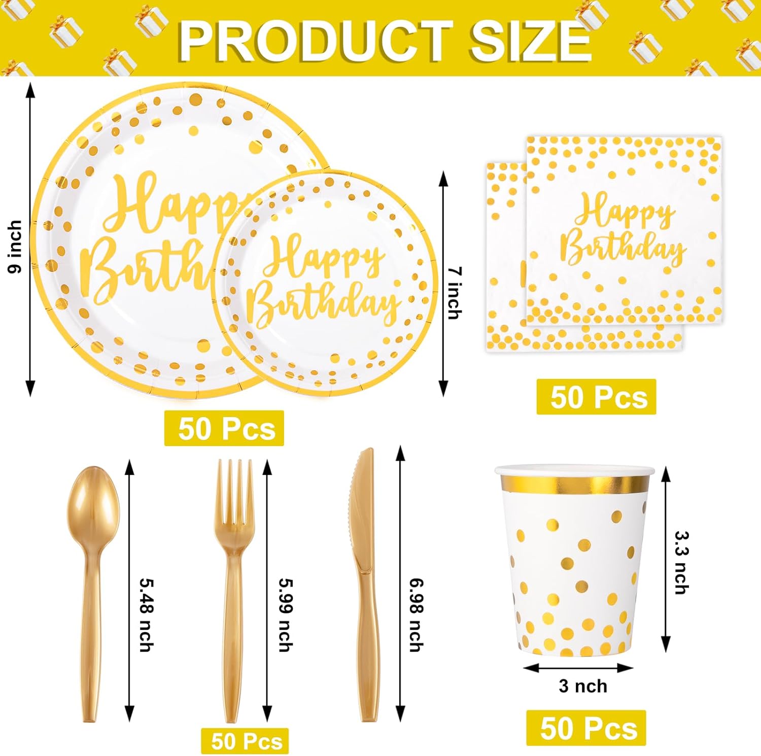 Supernal 350pcs Birthday Plates and Napkins Set