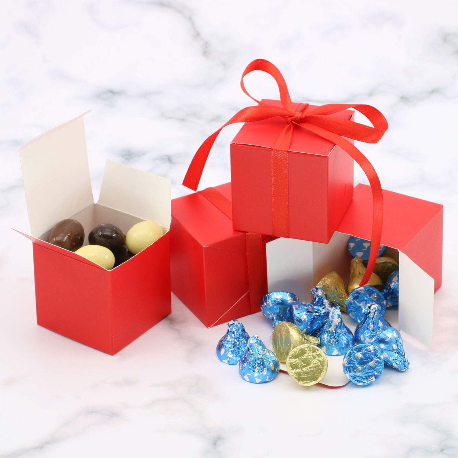 KPOSIYA 70 Pack Red Gift Boxes with Ribbons