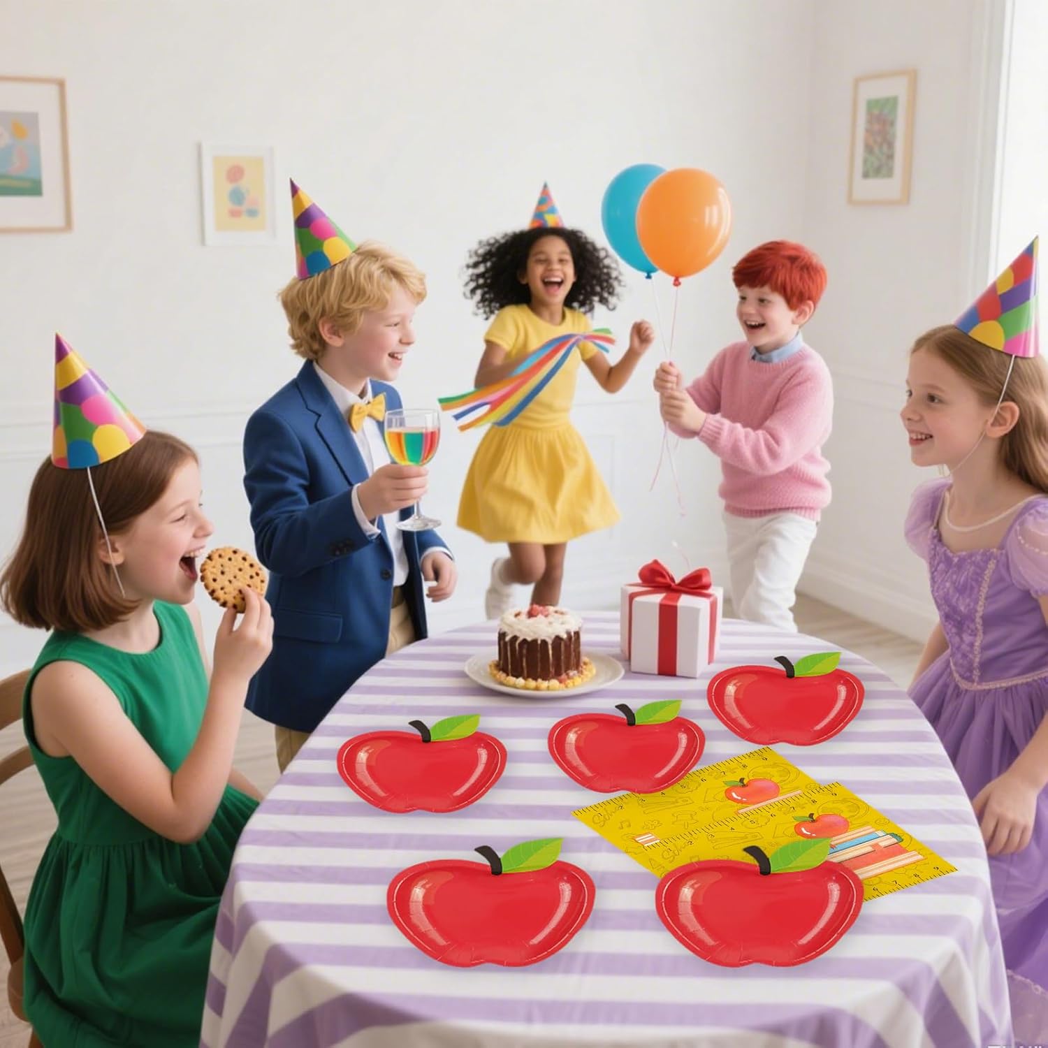 40 PCS Back to School Apple Plates and Napkins Set