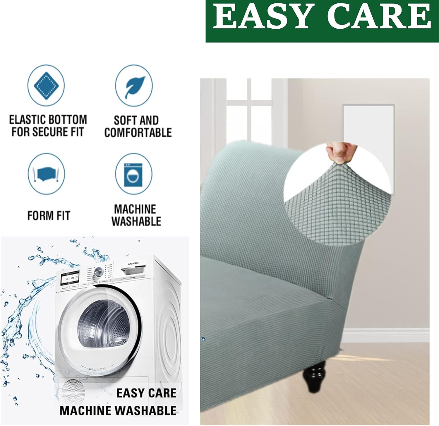 Stretch Chaise Lounge Cover for Indoor Furniture Protection