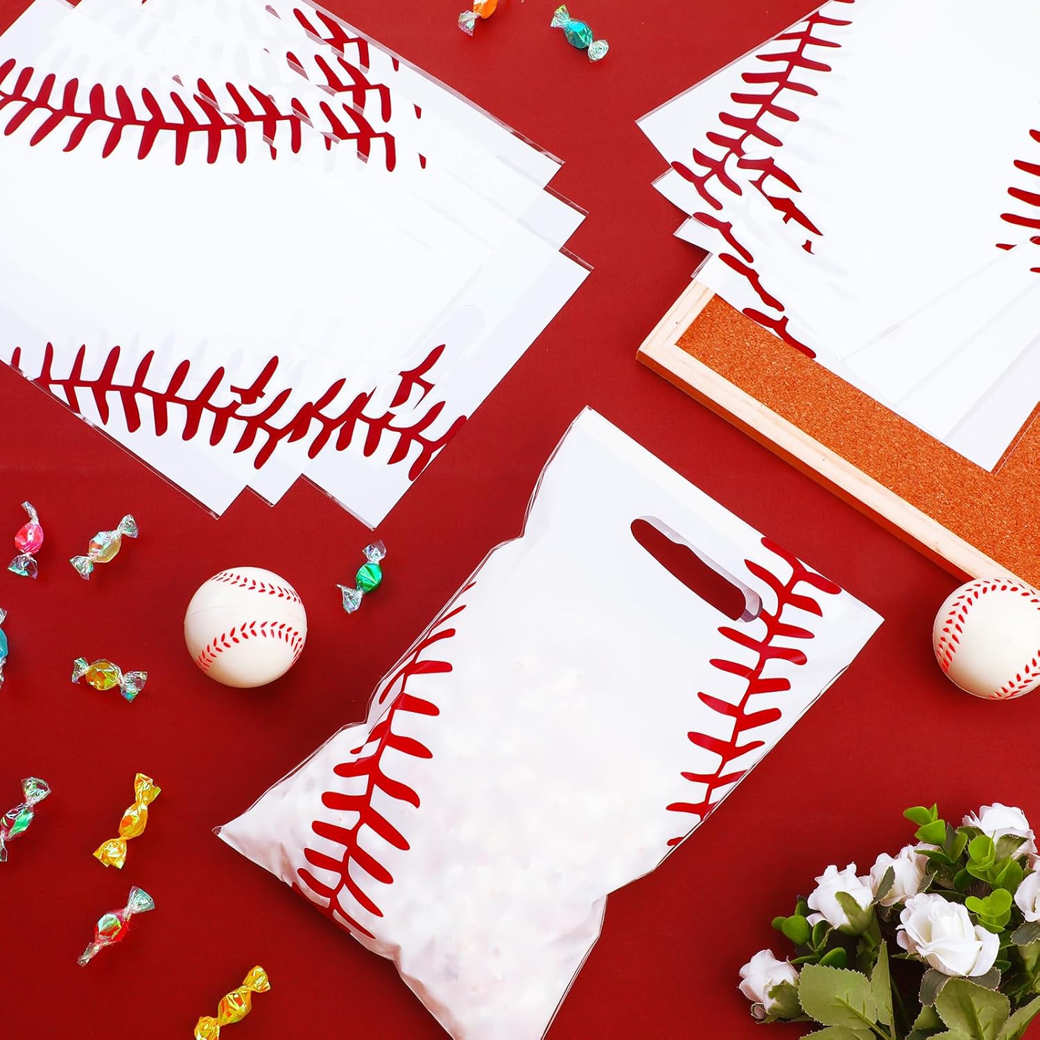 Yeaqee 50 Pack Baseball Gift Bags with Handle
