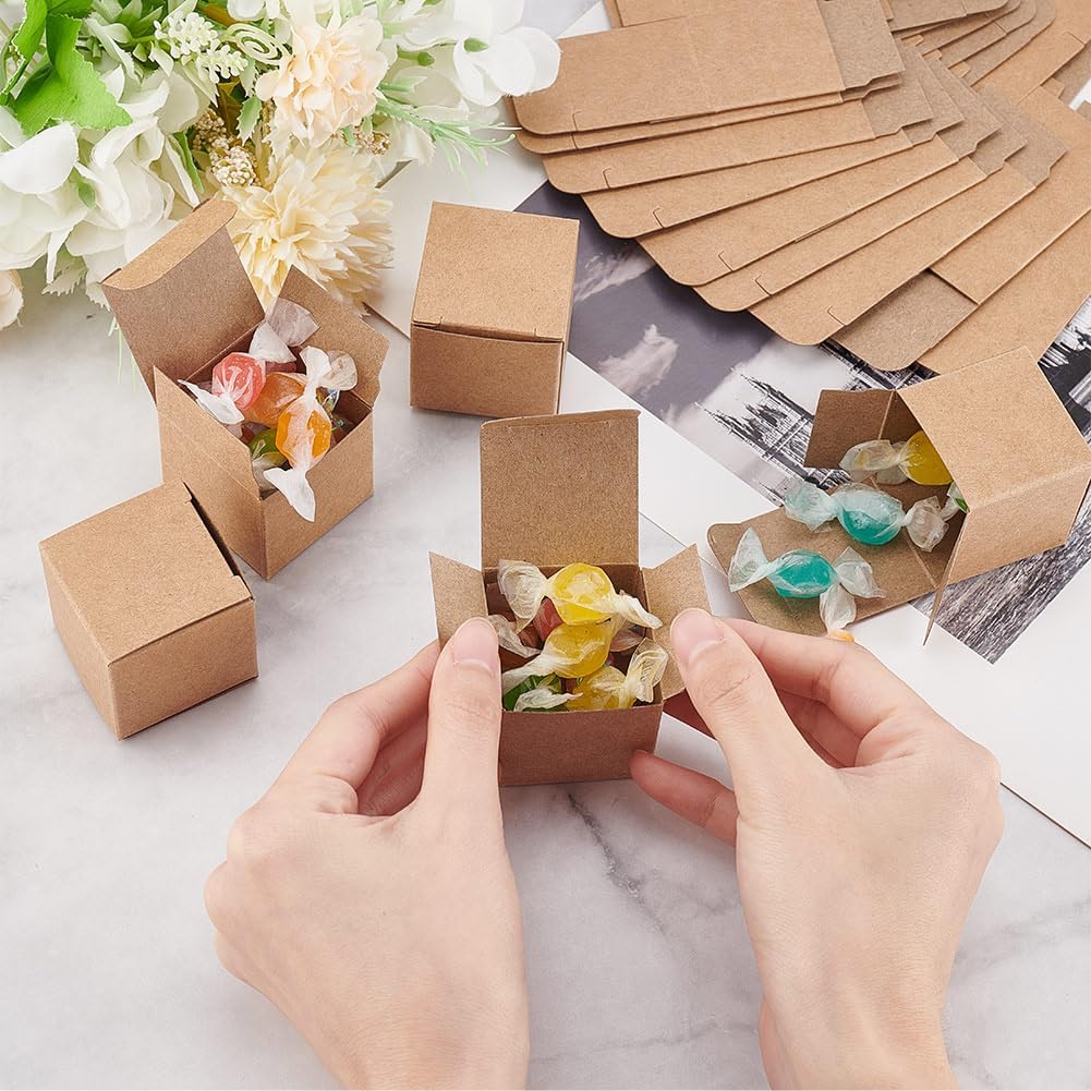 BENECREAT 50PCS Brown Paper Gift Boxes with Lids