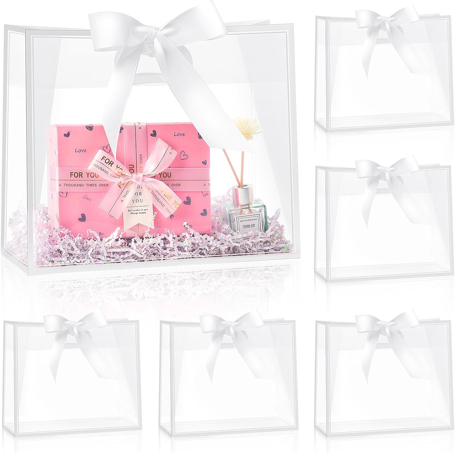 Ohuimrt 12 Pack Clear Plastic Gift Bags with Handles