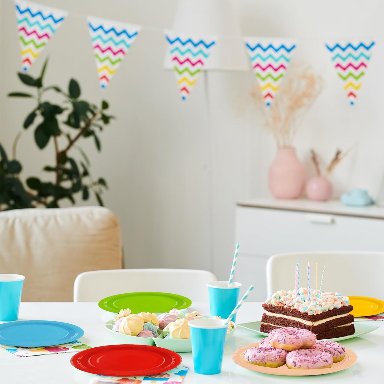 50PCS Rainbow Paper Plates for Parties