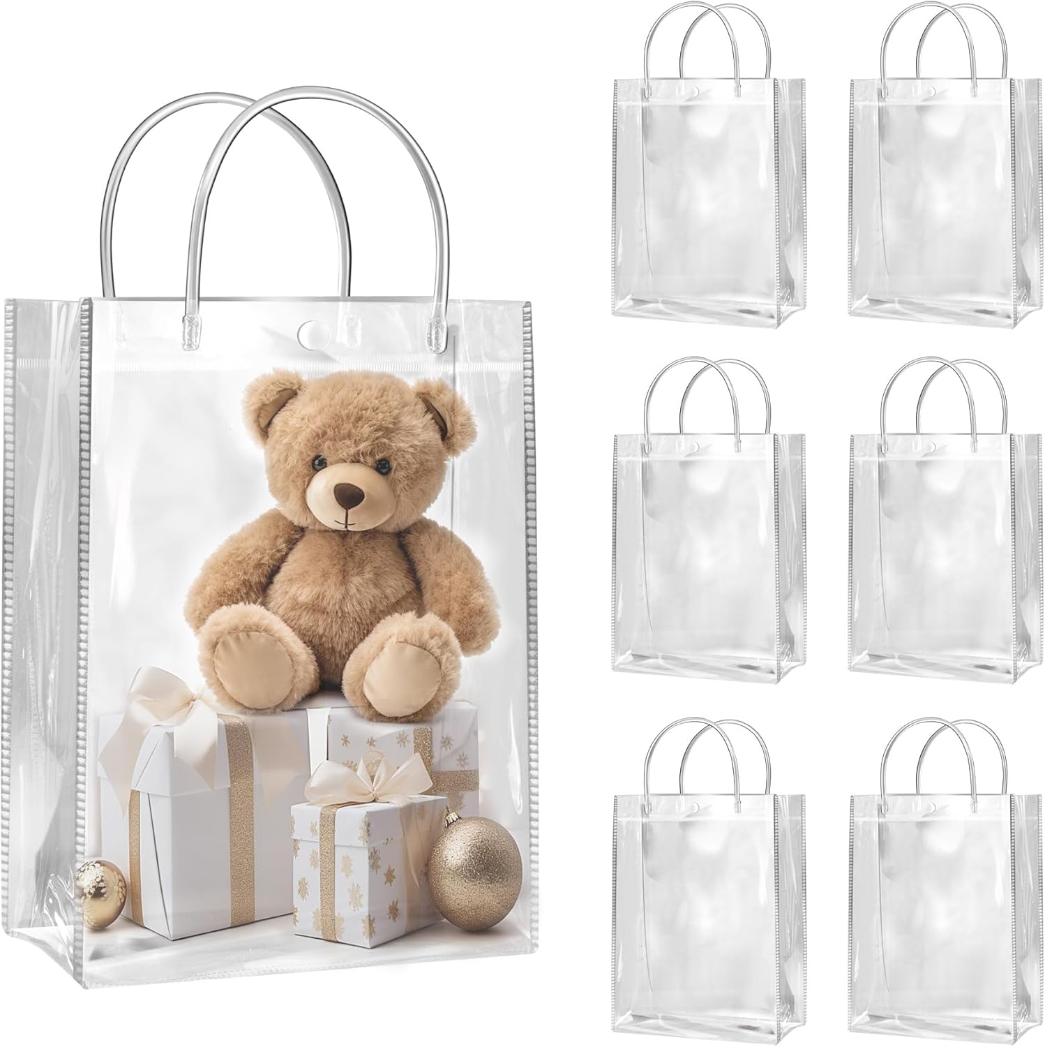 SHIPKEY 10 Pack Clear Gift Bags with Handles
