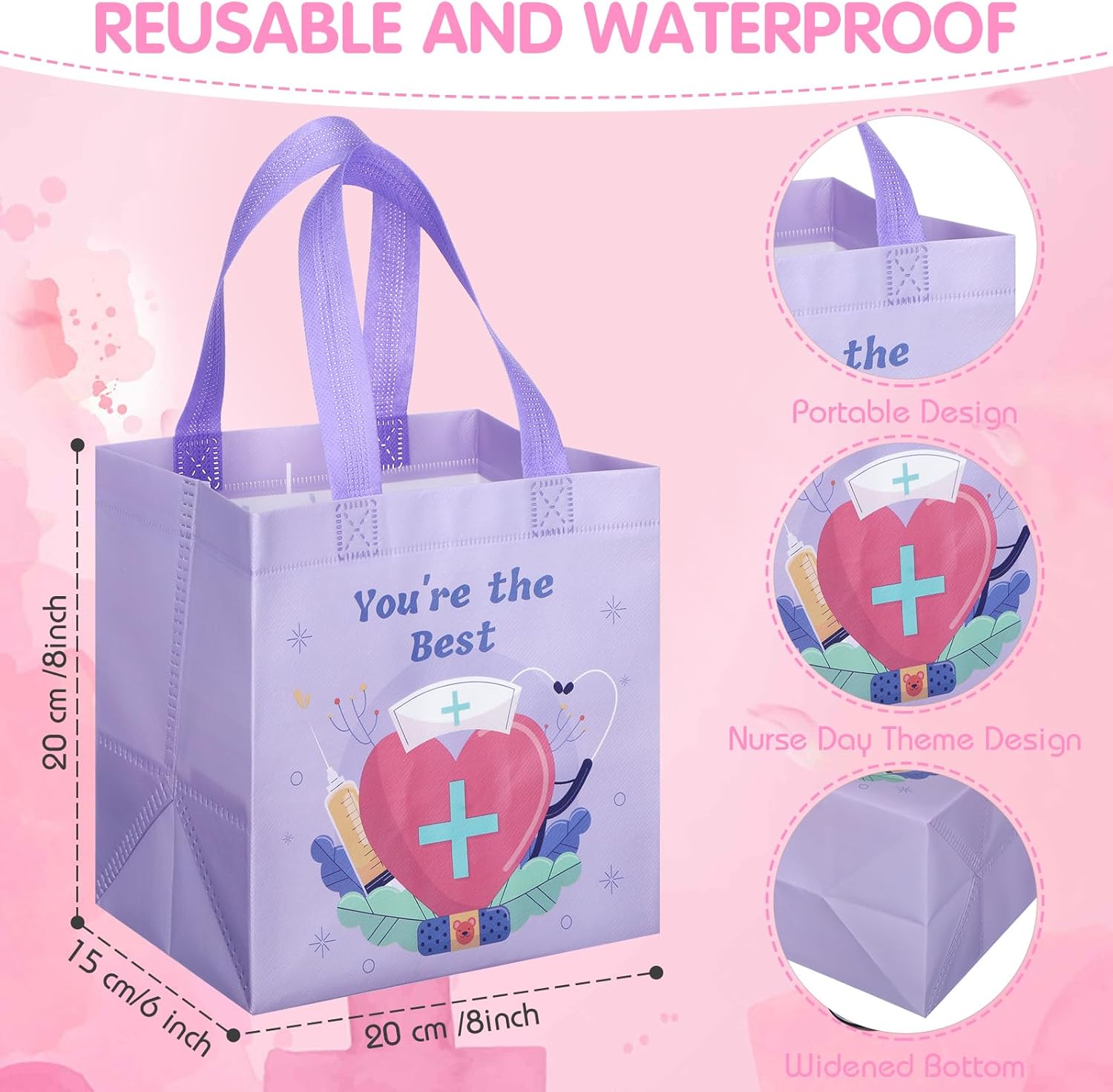 Kigeli 60 Pcs Nurse Appreciation Gift Bags with Handles