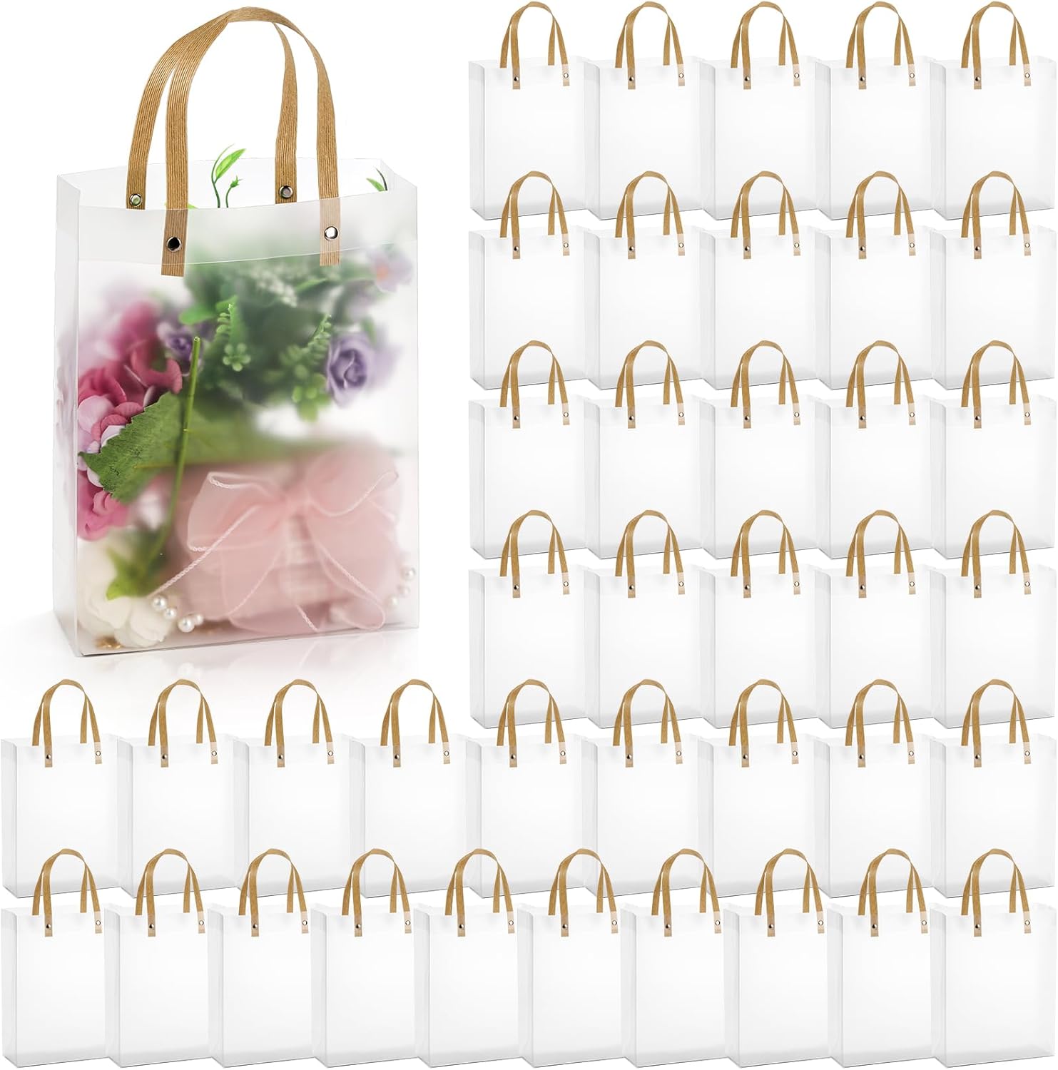 40 Pieces Clear Gift Bags with Handles