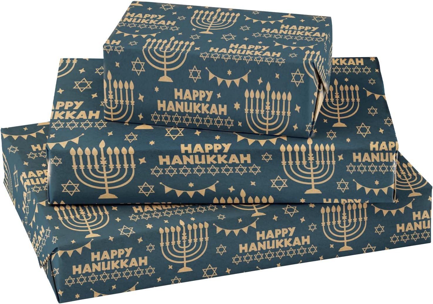 RUSPEPA Kraft Hanukkah Wrapping Paper Roll - Mini Roll - 17 Inches x 328 Feet