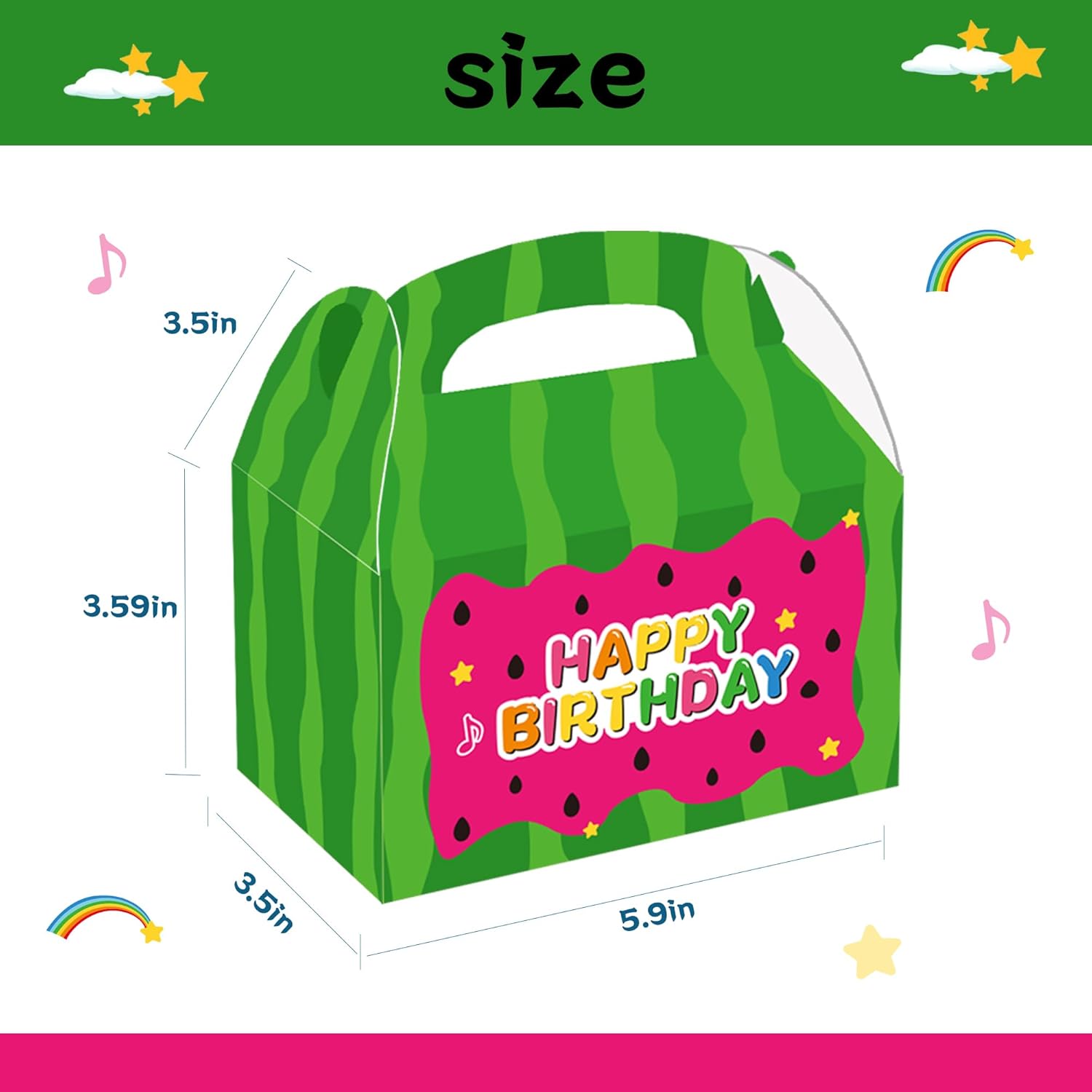 Wegymer Cartoon Watermelon Party Favor Boxes 16Pcs