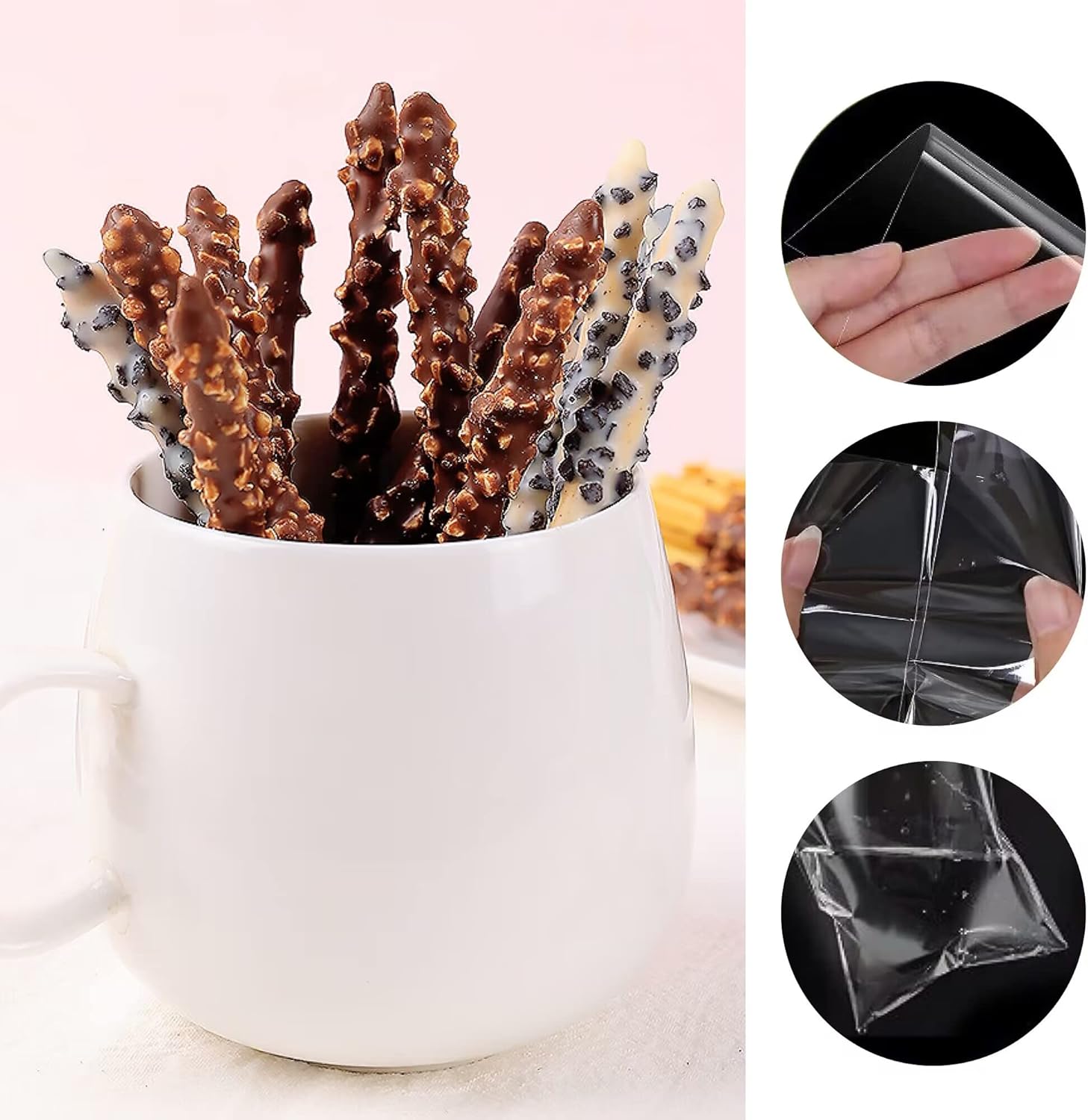BornFeel Cellophane Bags 3x8 Clear 100pcs for Bakery Crafts