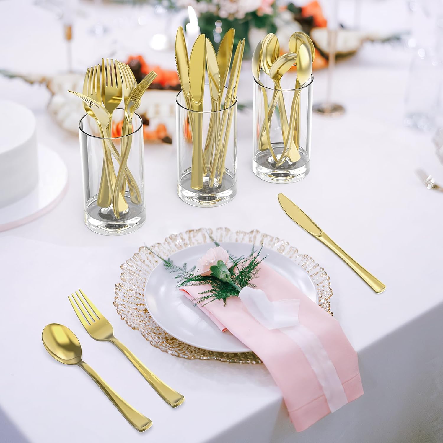 100 Count Heavy Duty Gold Plastic Knives for Parties