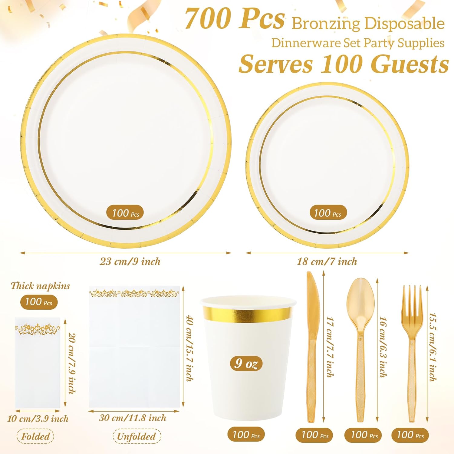 700 Pcs Gold Dinnerware Set for 100 Guests