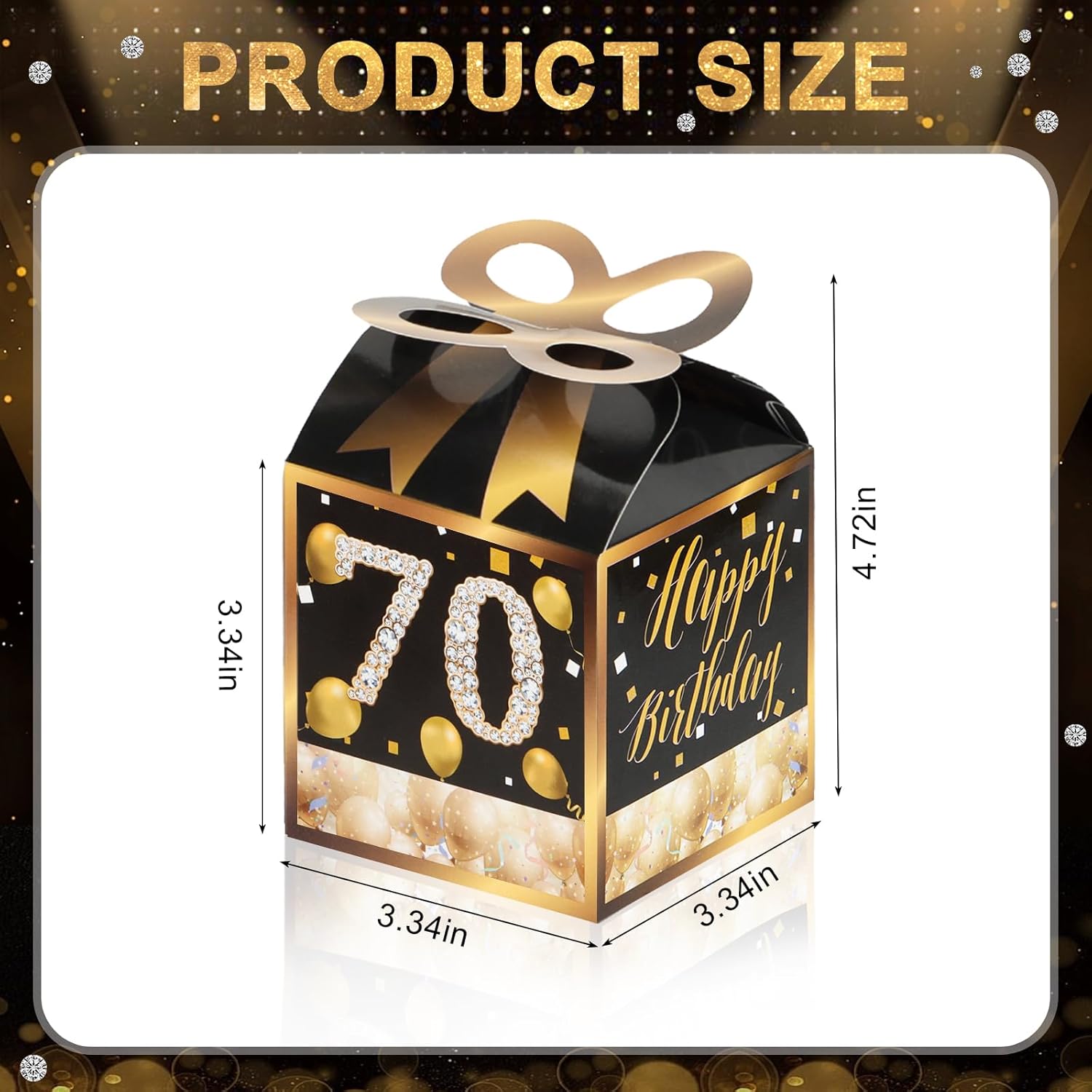 Qonmpcvu 50PCS 70th Birthday Boxes Gold Themed Gift Boxes