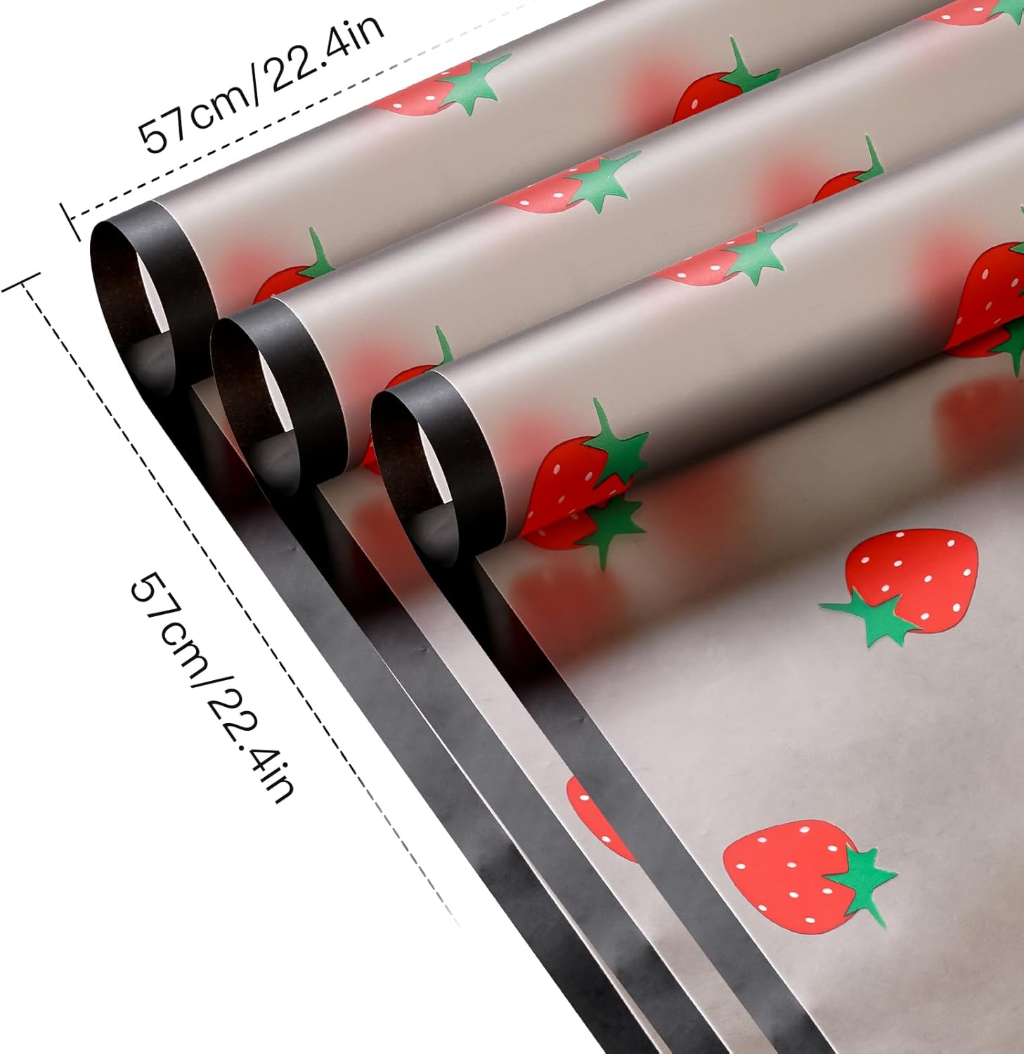 WRAPAHOLIC 20 Sheets Black Strawberry Wrap Paper