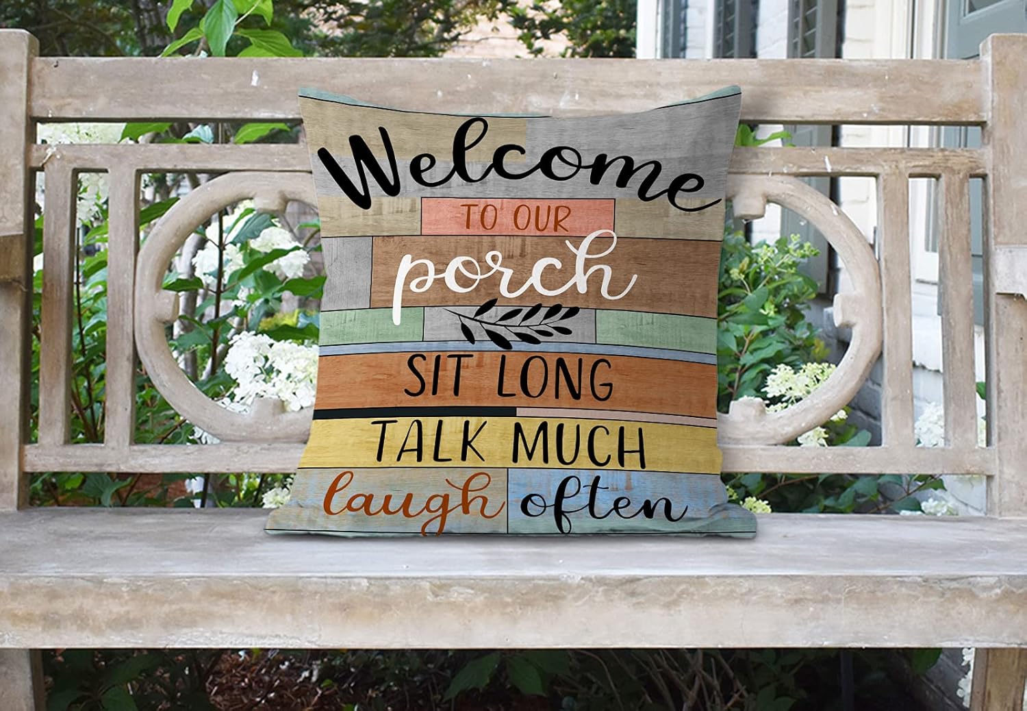 Jartinle Porch Rules Sign Pillow Covers Set of 2 Brown 16x16