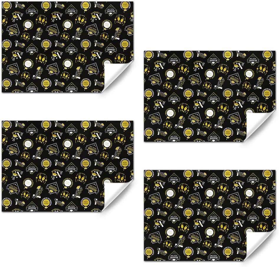 Boerni Graduation Gift Wrap Paper Black Gold