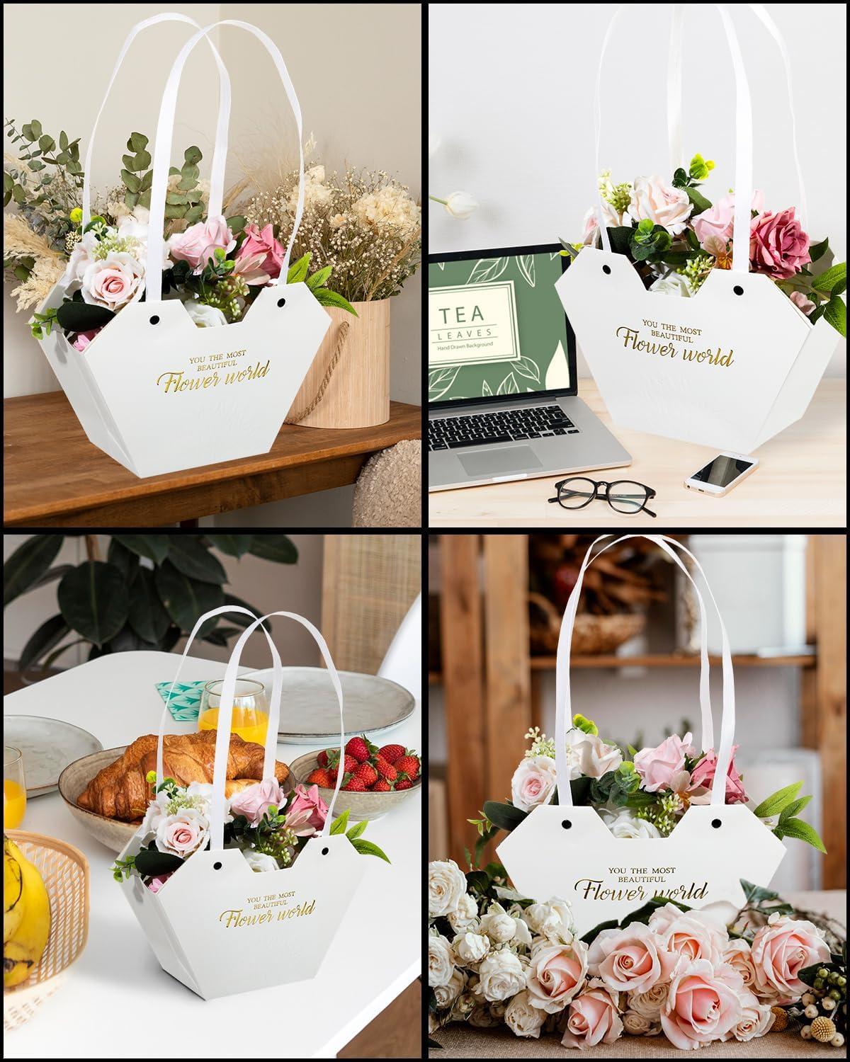 Liobelon 12 Pack Flower Gift Bags With Handles