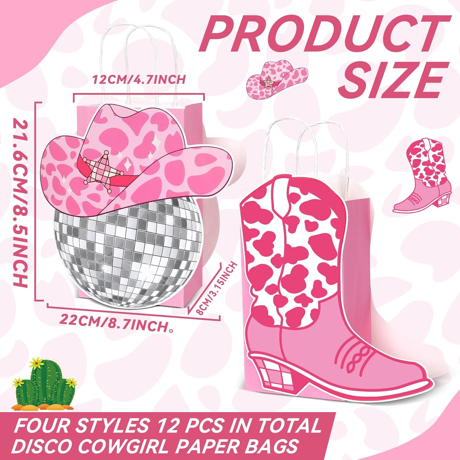 12PCS Disco Cowgirl Party Favor Bags for Western Themed Events