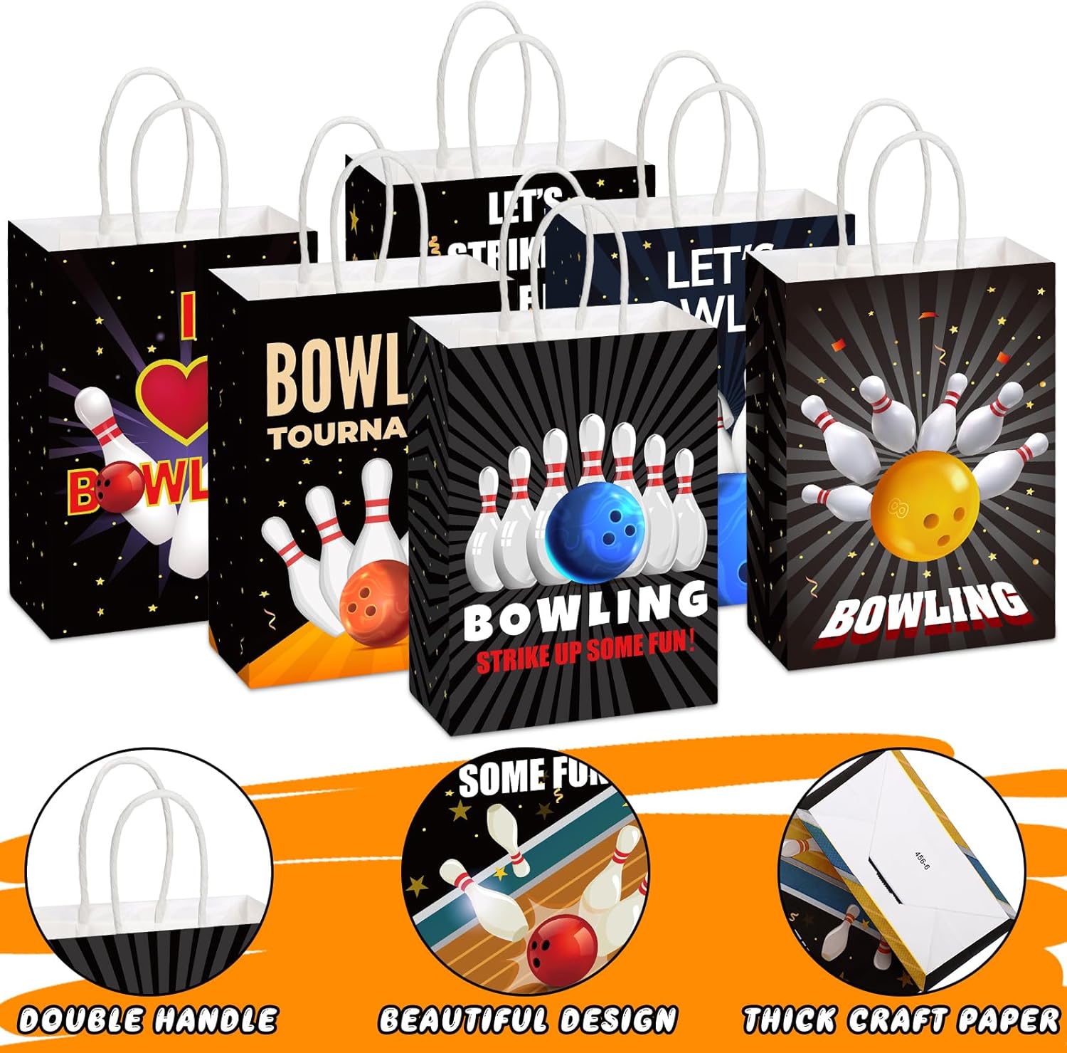 Kolldenn 24 Pcs Bowling Party Favor Bags